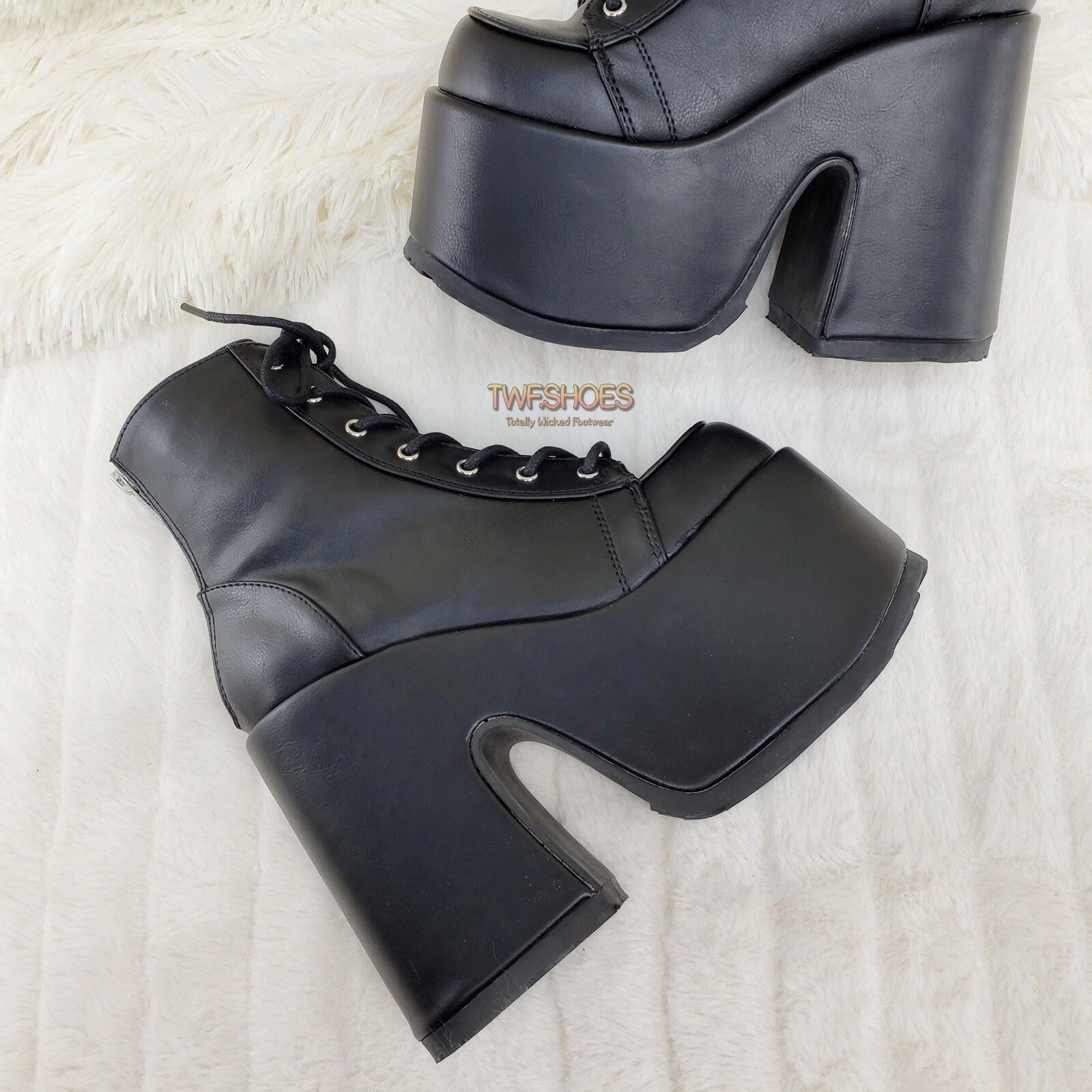 Other DEMONIA Camel 203 Stacked Matte Platform Goth Punk Ankle Boo Size US 8 / IT 38 - 3 Thumbnail