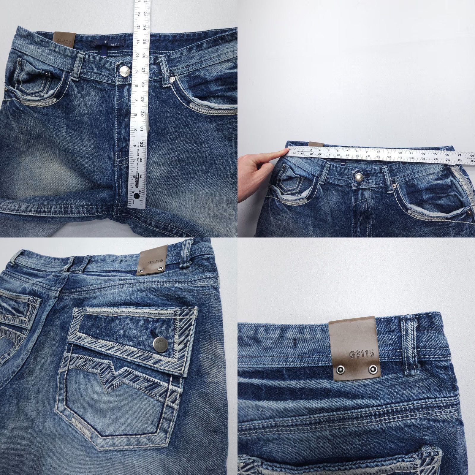 Vintage GS115 Brando Bermuda Shorts Mens 32 Dark Denim Blue 5-Pocket Regular Slim Biker Logo Vintage? No (but note vintage specified No). Size US 32 / EU 48 - 8 Thumbnail