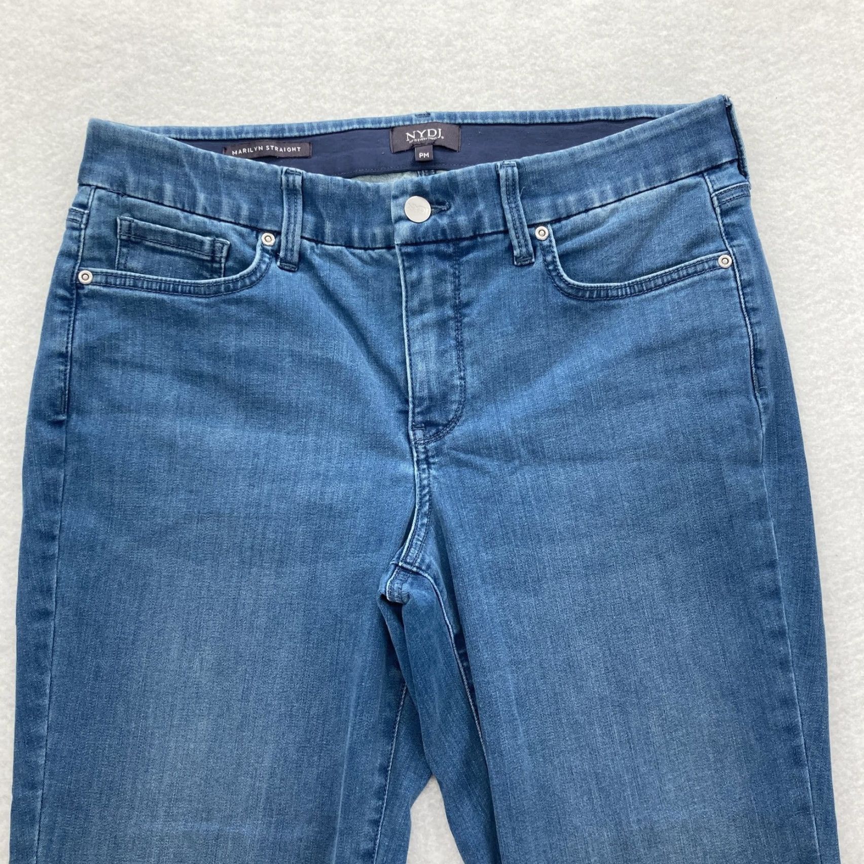 NYDJ NYDJ Marilyn Straight Jeans Womens Petite Medium Blue Stretch Lift Tuck Denim PM Jeans Size 32" / US 10 / IT 46 - 2 Thumbnail
