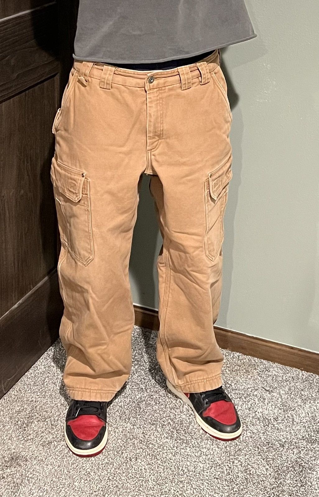 Japanese Brand × Vintage Baggy Vintage Fleece Lined Cargo Pants Size US 32 / EU 48 - 1 Thumbnail