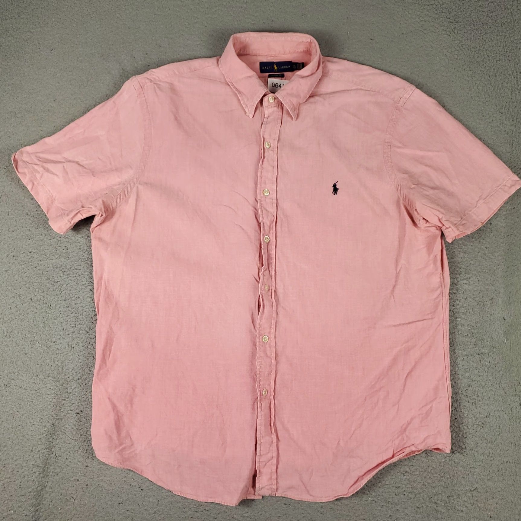 Ralph Lauren Ralph Lauren Shirt Mens XL Red/Pink FiPony Casual Button-Up Short Sleeve, Cotton, 100% Woven, Classic Preppy Logo, Regular Fit, Pink, 90s? Size US XL / EU 56 / 4 - 3 Thumbnail