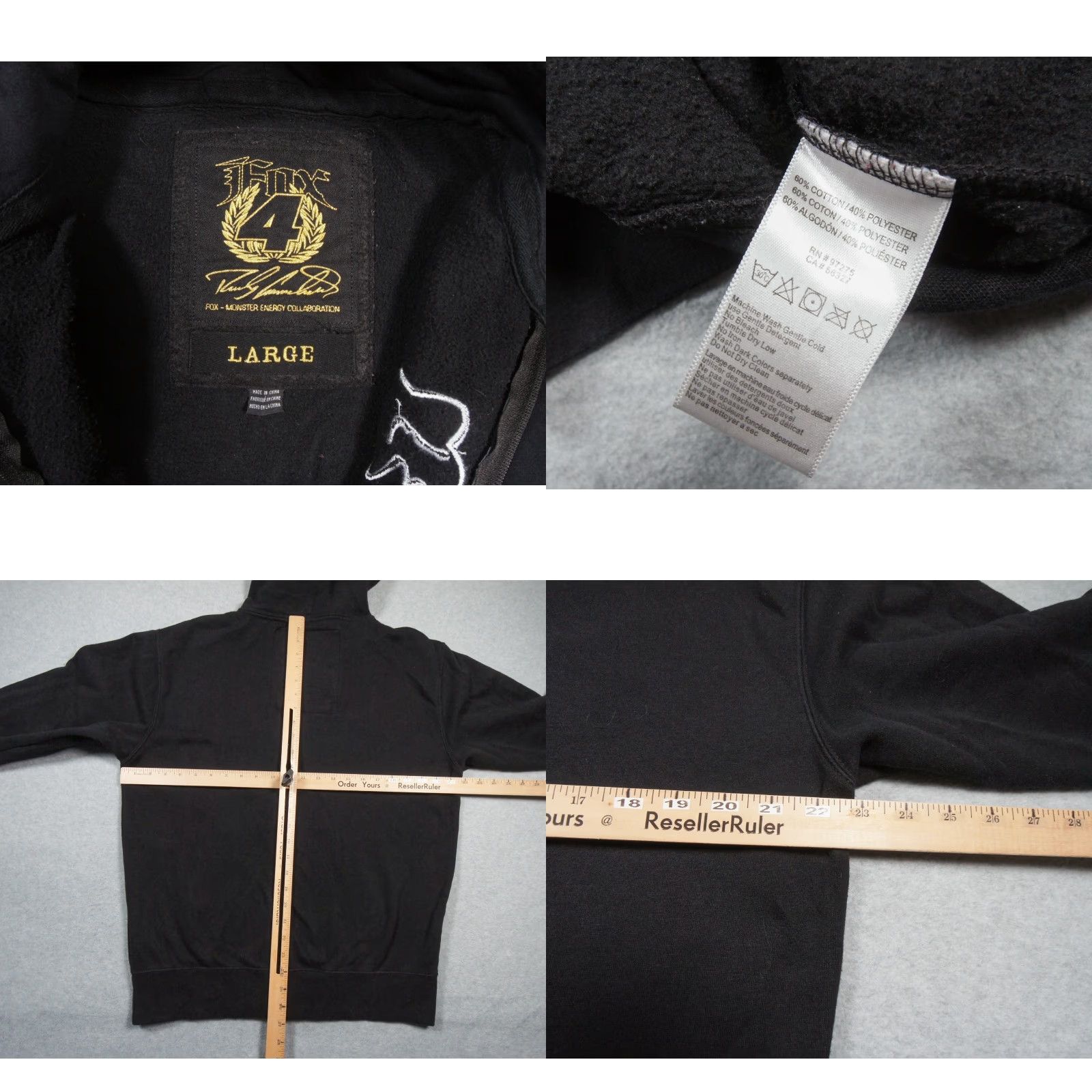 Vintage Fox Sweatshirt Mens Large Black Hoodie Zip Up Monster Motocross Ricky Carmichael Size US L / EU 52-54 / 3 - 8 Thumbnail
