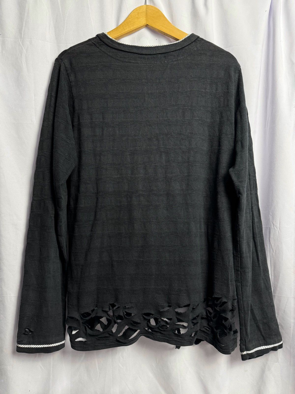 Japanese Brand Distressed Stripe Shadow Beams Long Sleeve Size US L / EU 52-54 / 3 - 2 Thumbnail