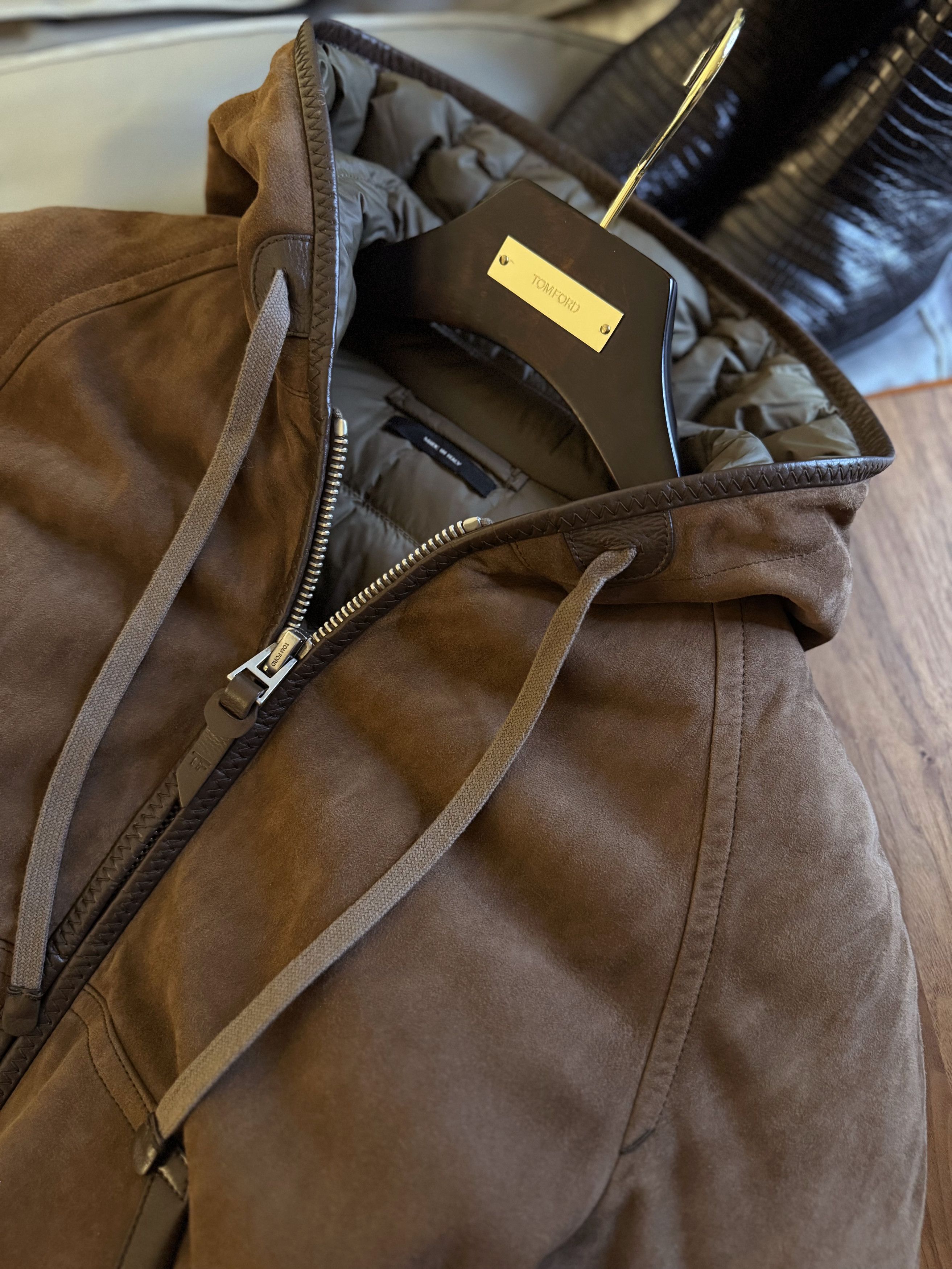 Tom Ford The Ultimate Rare $8,750 w/tax Leather Accent Suede Hoodie Size US M / EU 48-50 / 2 - 18 Thumbnail