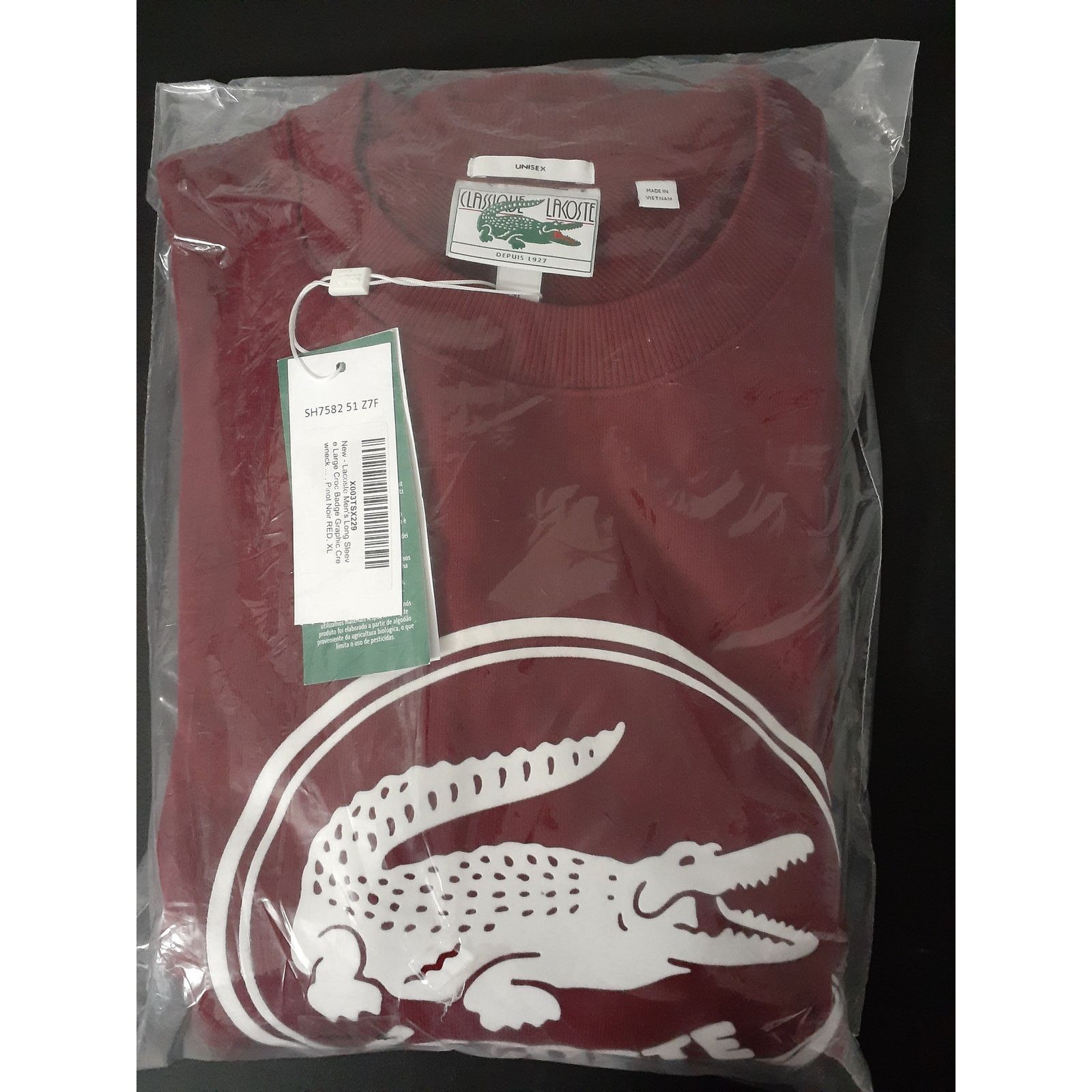 Lacoste Lacoste Men's Long Sleeve Large Croc Sweatshirt Red XL Size US XL / EU 56 / 4 - 2 Thumbnail