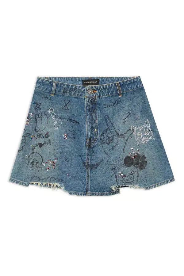 Balenciaga o1in1g0225 Trapeze Skirt in Blue Size 27" / US 4 / IT 40 - 1 Thumbnail