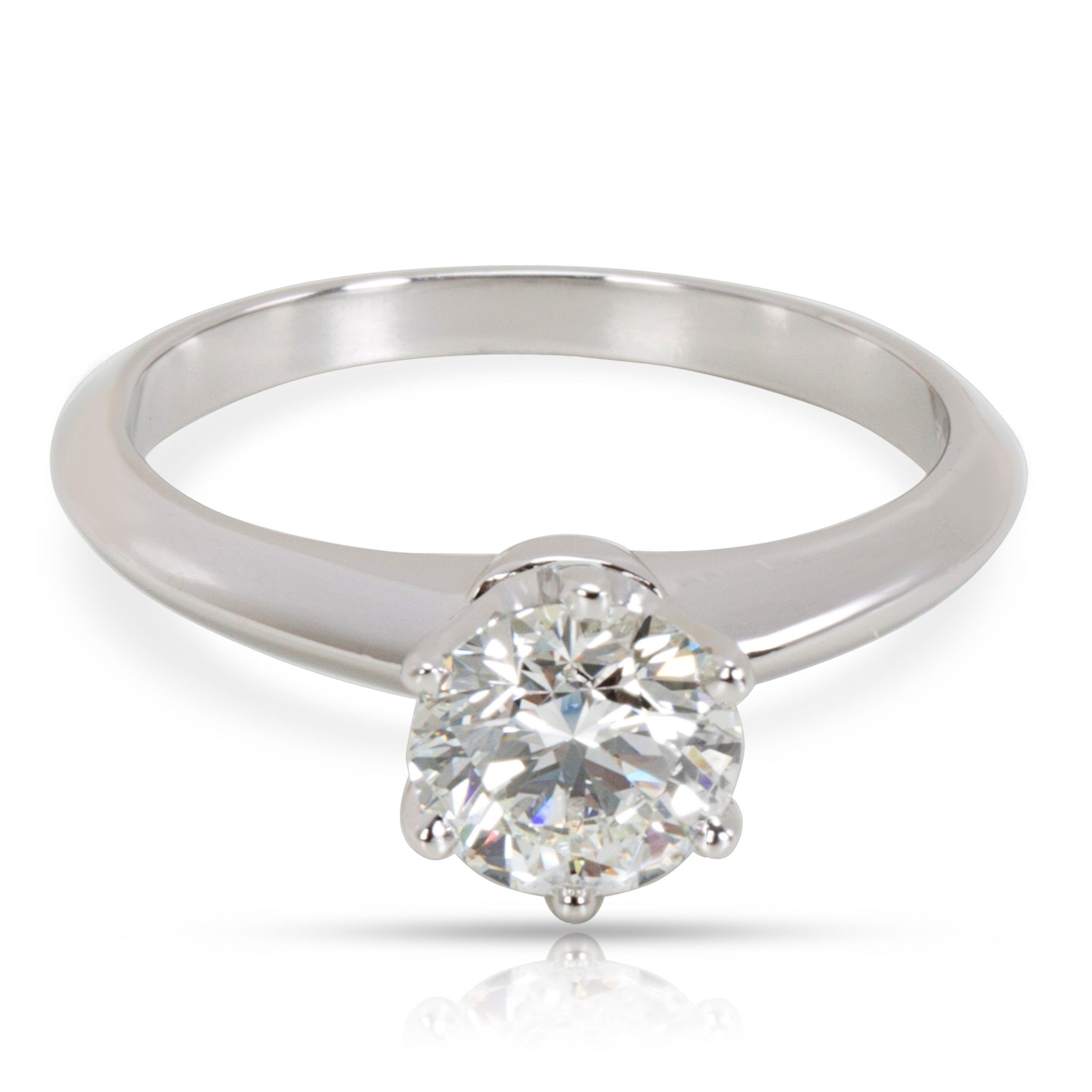 image of Tiffany Co Tiffany & Co. Solitaire Diamond Engagement Ring In Platinum Gia H Vvs2 0.89 Ctw in Silve