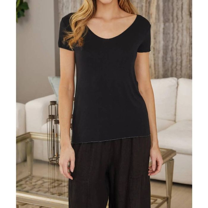 Canali Milano MILIO MILANO Italian Scoop Neck Tee In Black | Grailed