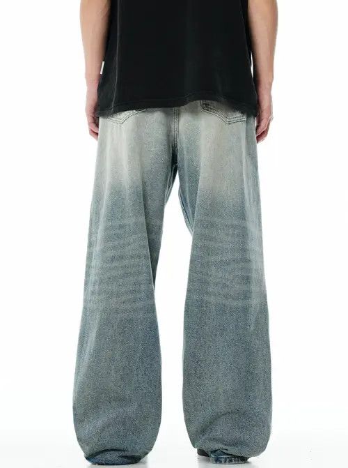 Japanese Brand × Jean Pants American retro ripped wide-leg blue washed jeans y2k Size US 32 / EU 48 - 4 Thumbnail