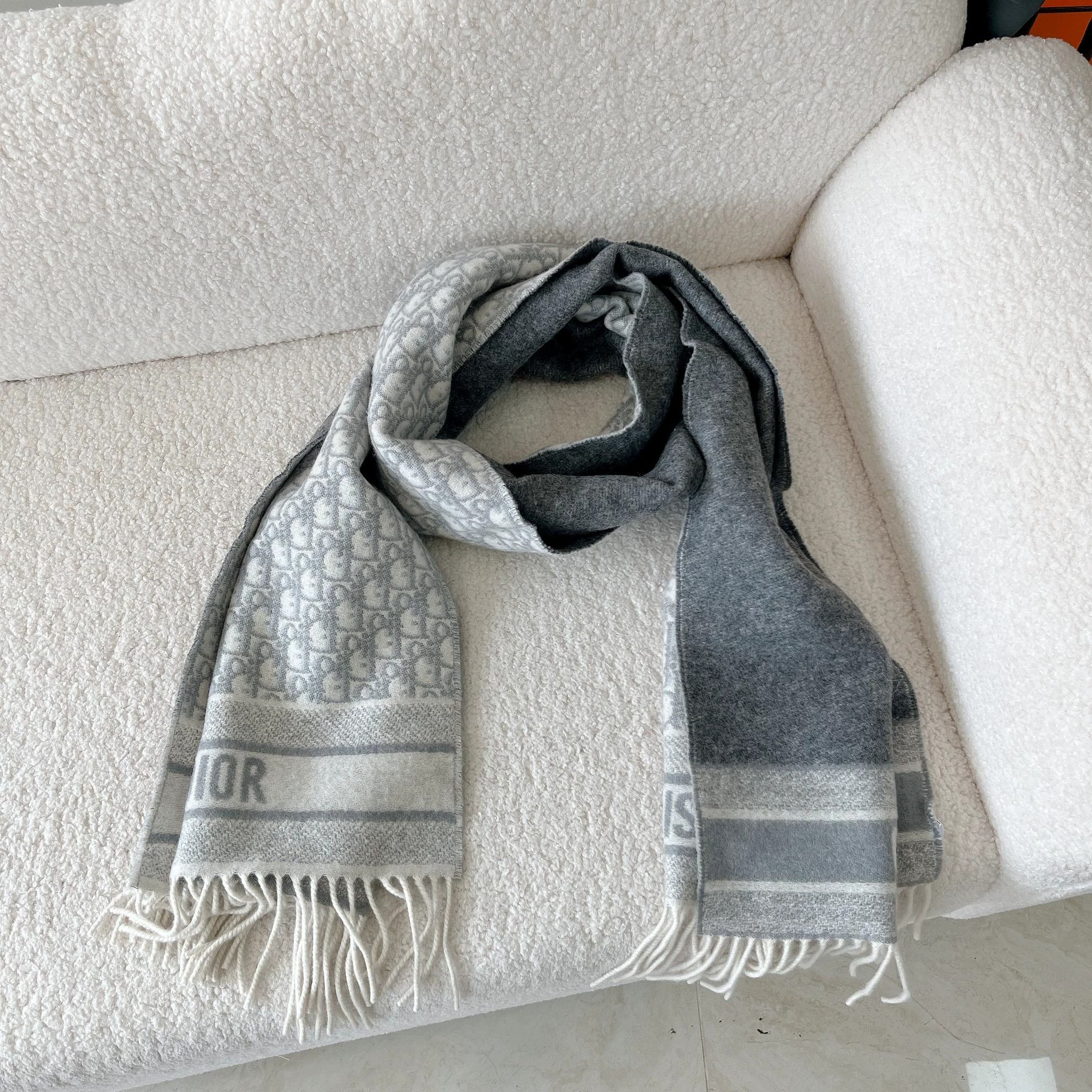 Dior Dior Double-Faced Tassel Cashmere Scarf U Size 2811 Size ONE SIZE - 6 Thumbnail