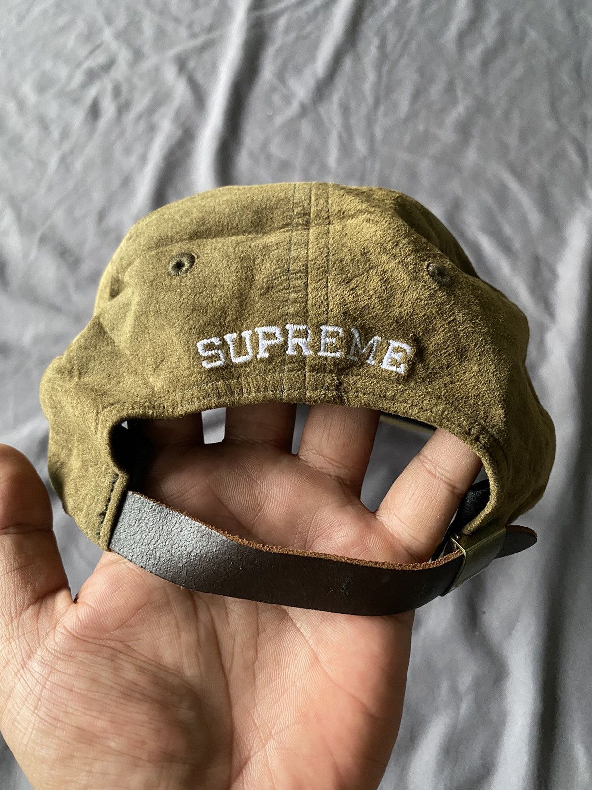 Supreme Supreme S Logo 6-panel Suede Olive FW16 | Grailed