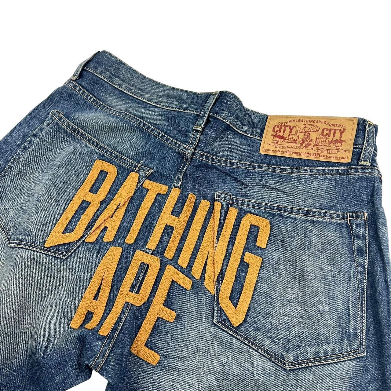 Bape Vintage 2000s Bape Spellout Embroidered Jeans - Waist: 34” Size US 34 / EU 50 - 2 Thumbnail