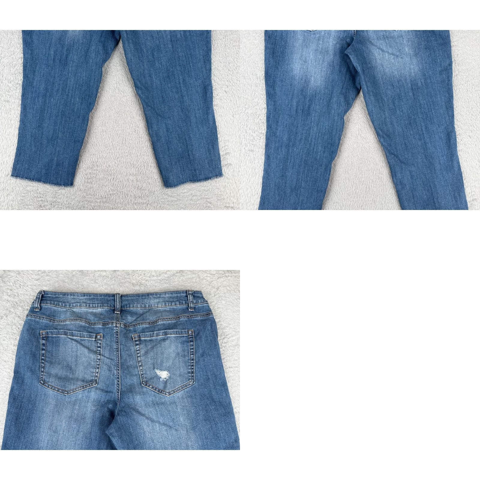 Vintage Maurices Jeans Womens 16W Capri Blue Denim Distressed Raw Hem Cotton 36x23 Size 38" / US 16 / IT 52 - 10 Thumbnail