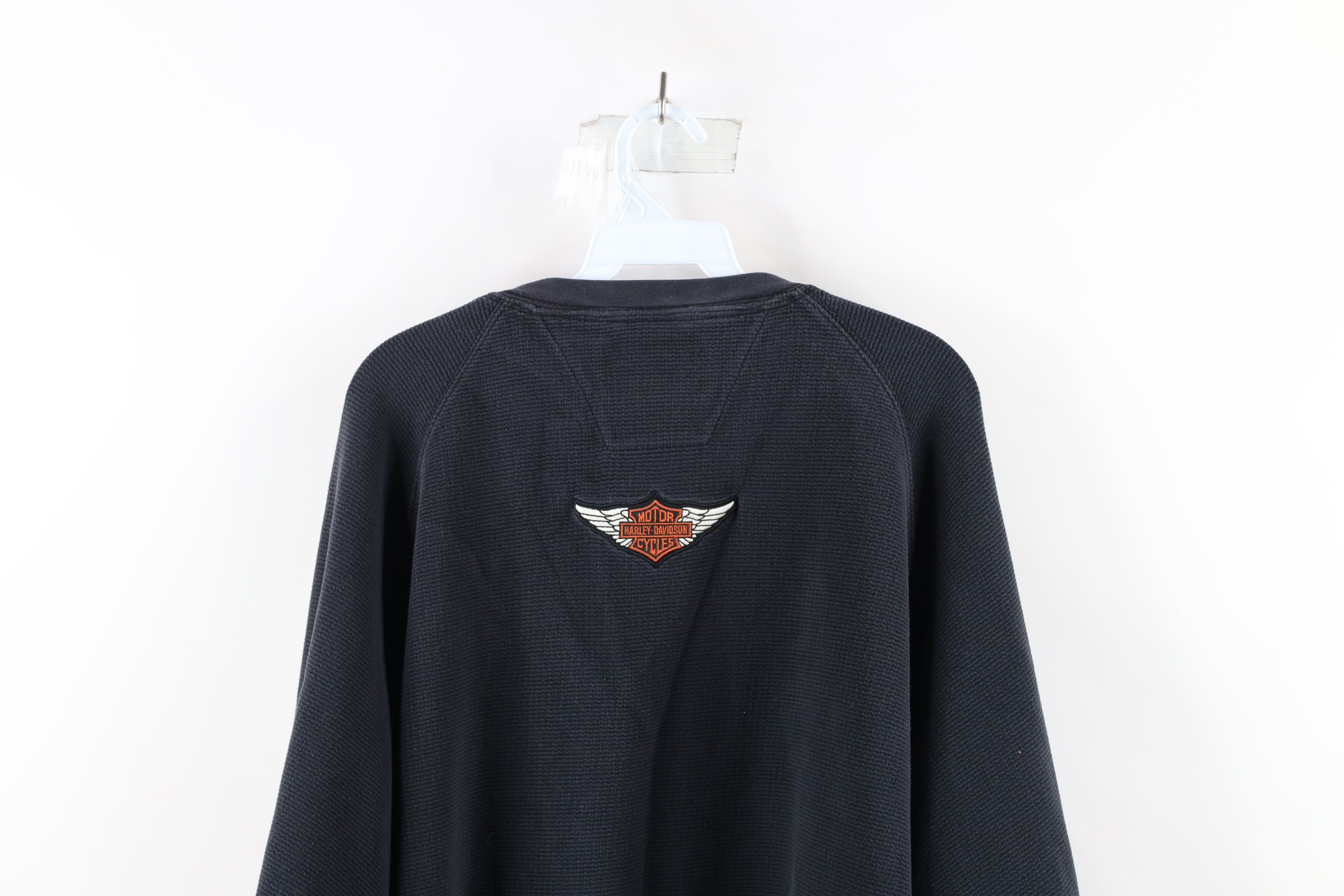 Harley Davidson × Vintage Vintage 90s Harley Davidson Waffle Knit Long Sleeve T-Shirt Size US XL / EU 56 / 4 - 13 Thumbnail