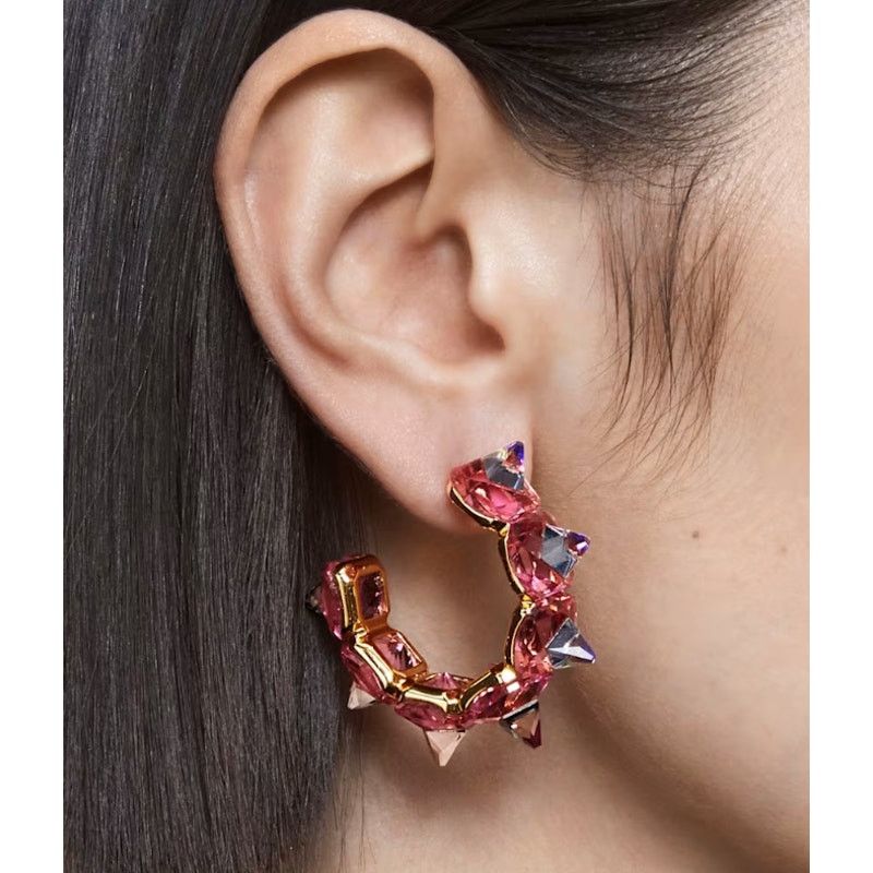 Swarovski Swarovski Ortyx hoop earrings Pyramid cut, Pink, Gold-tone Size ONE SIZE - 6 Thumbnail