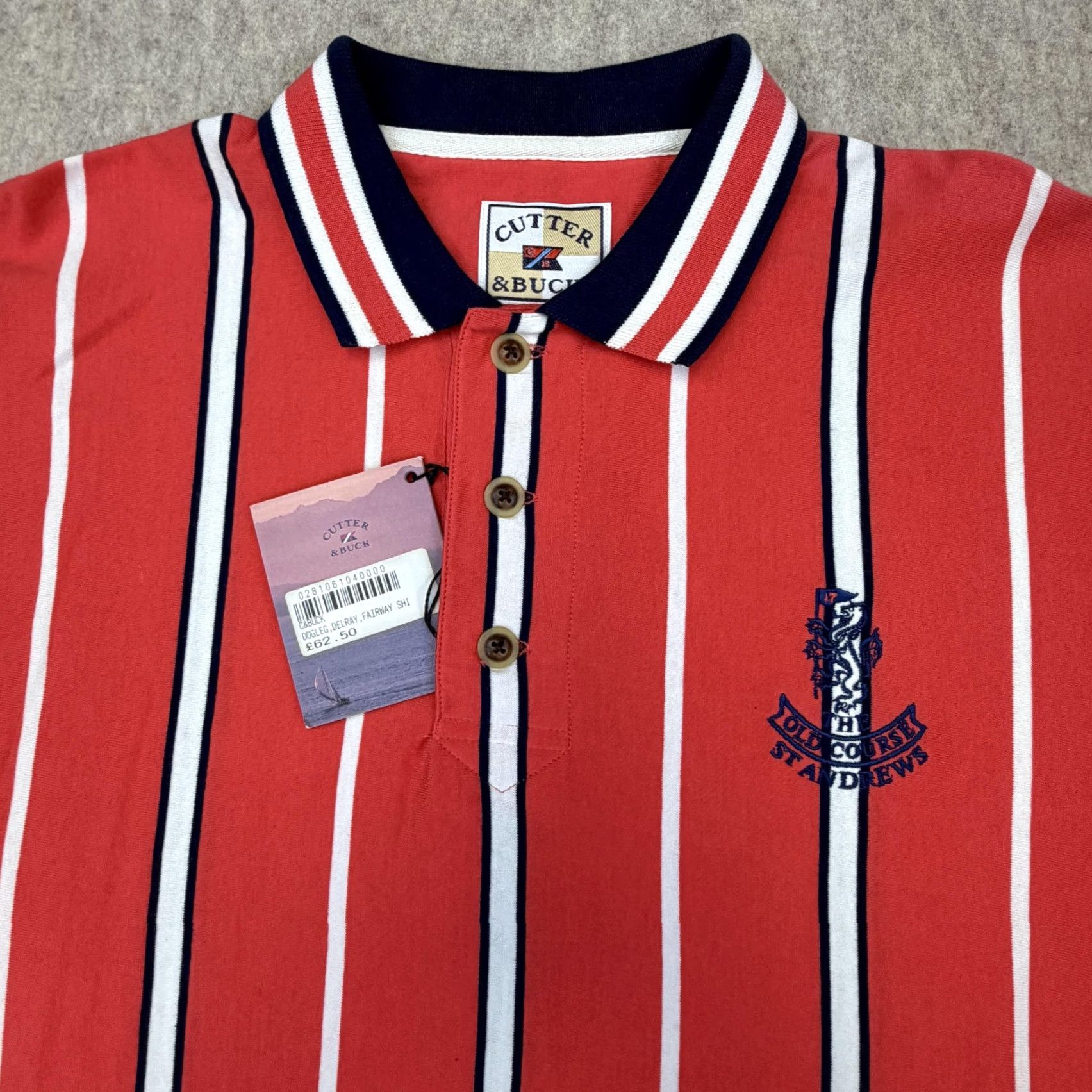 Cutter & Buck Cutter & Buck Old Course St Andrews Polo Shirt Mens XL Red Stripe Golf Casual Size US XL / EU 56 / 4 - 4 Thumbnail