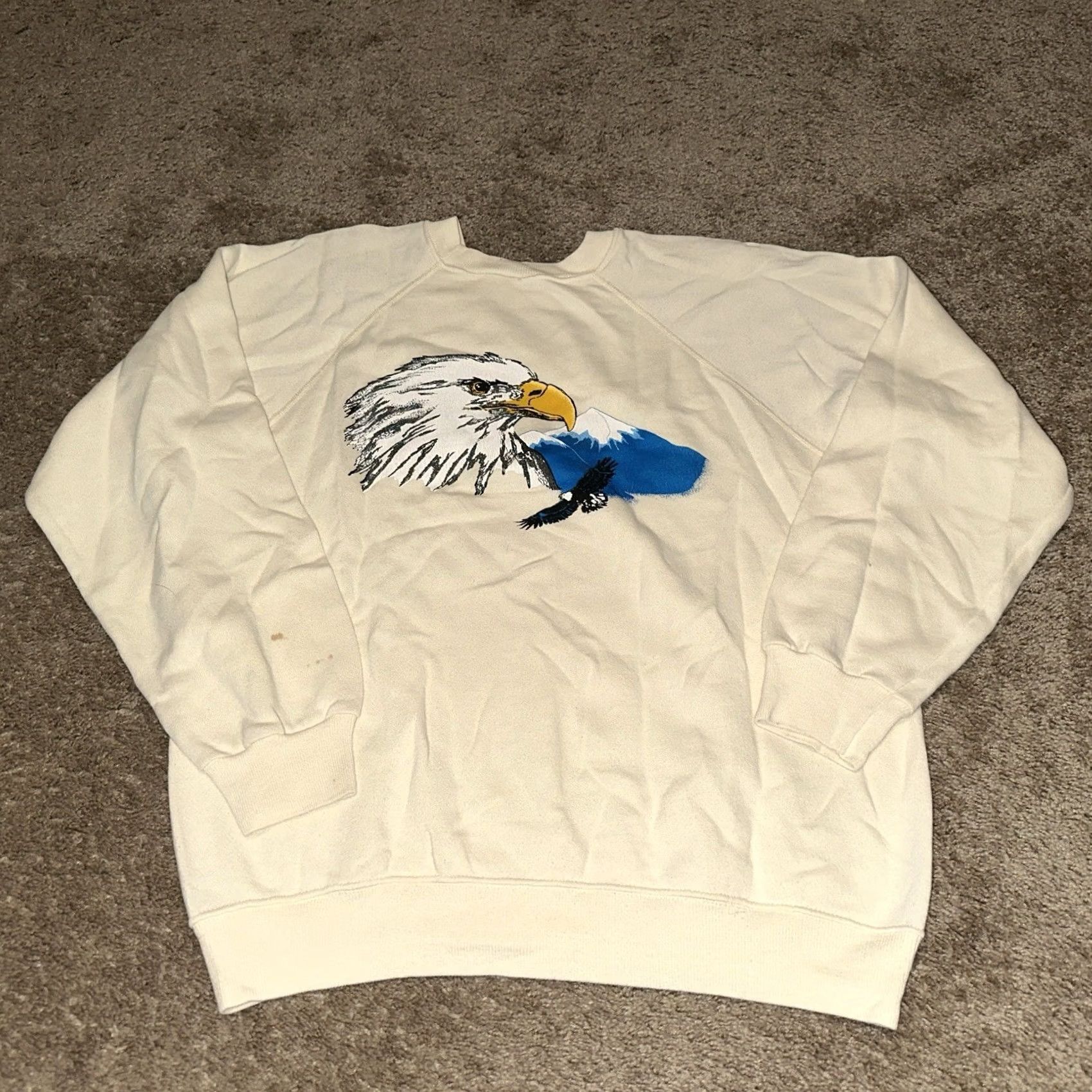 Vintage VINTAGE Sweatshirt Mens Medium Crewneck Motorcycle Biker USA 80s Cream Eagle Graphic Print Size US M / EU 48-50 / 2 - 7 Thumbnail