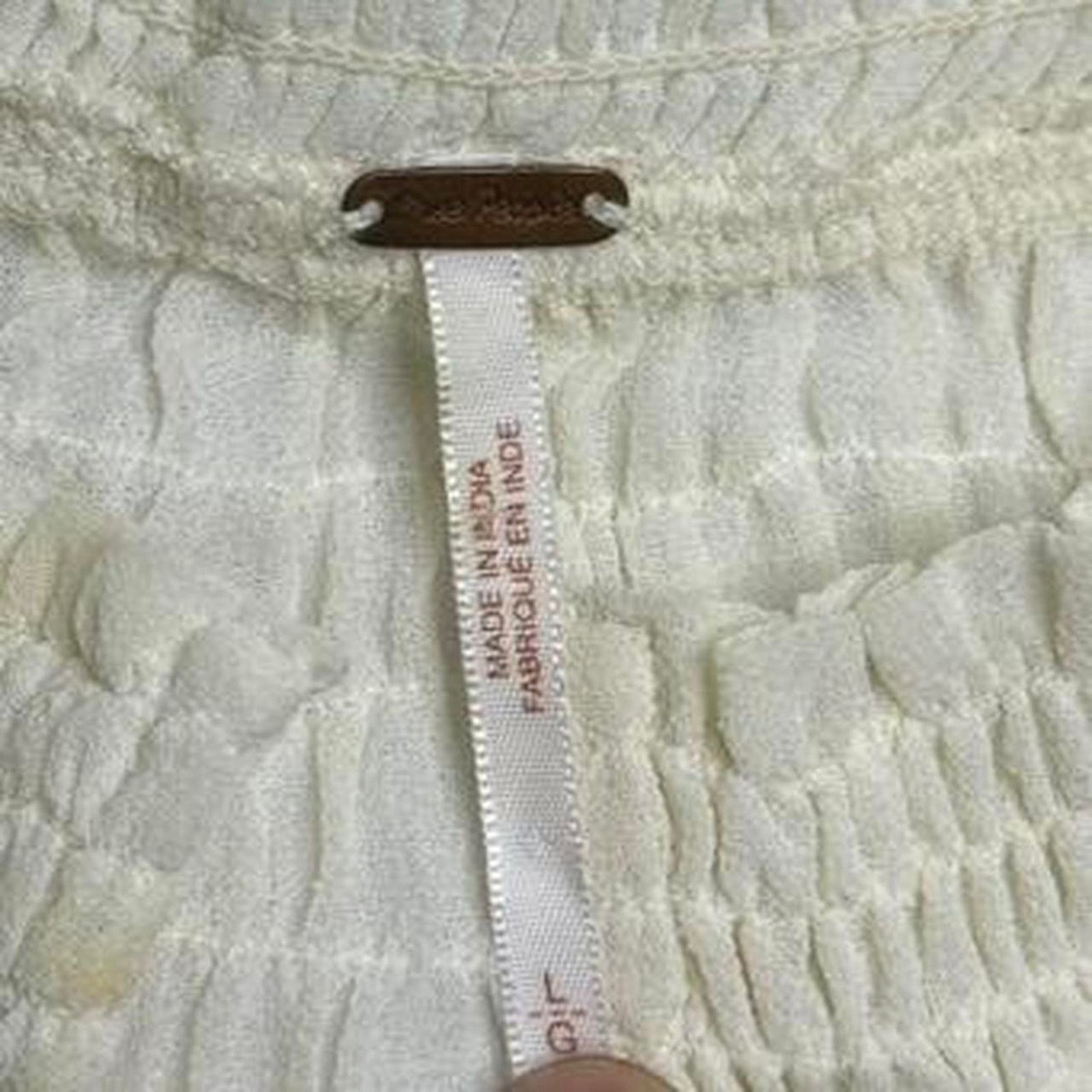 Free People Free People Ready to Run Dot Smocked Blouse Top Cream Sheer Size L / US 10 / IT 46 - 4 Thumbnail