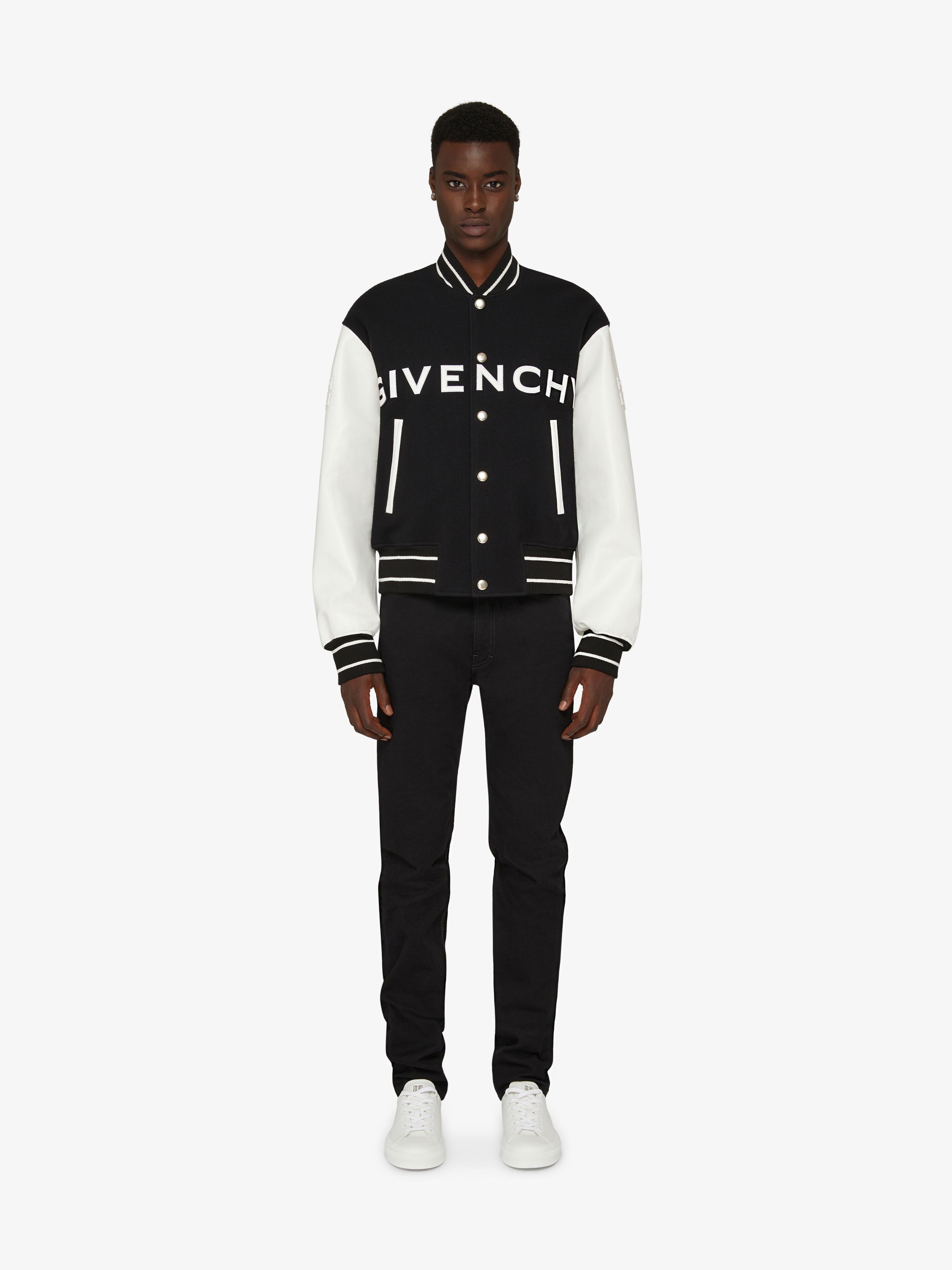 Givenchy o1w1db10925 Varsity Wool & Grained Leather Jacket Size US L / EU 52-54 / 3 - 2 Thumbnail
