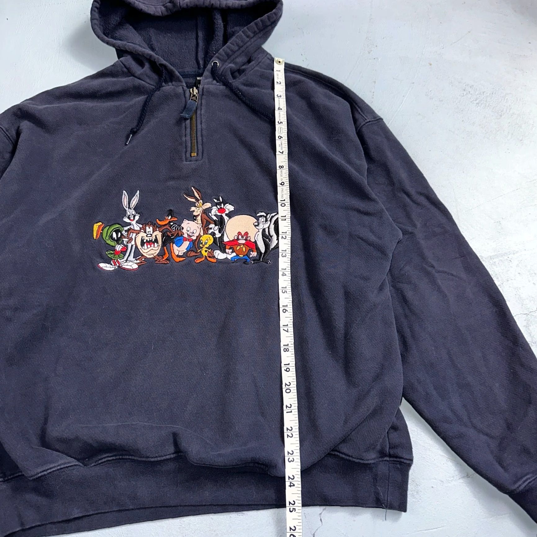 Vintage VINTAGE Warner Bros Studio Store Embroidered Looney Tunes Quarter Zip Hoodie M Blue Bugs Bunny Unisex Adults Hoodie 90s Cartoon Theme Mens Womens Size US M / EU 48-50 / 2 - 5 Thumbnail