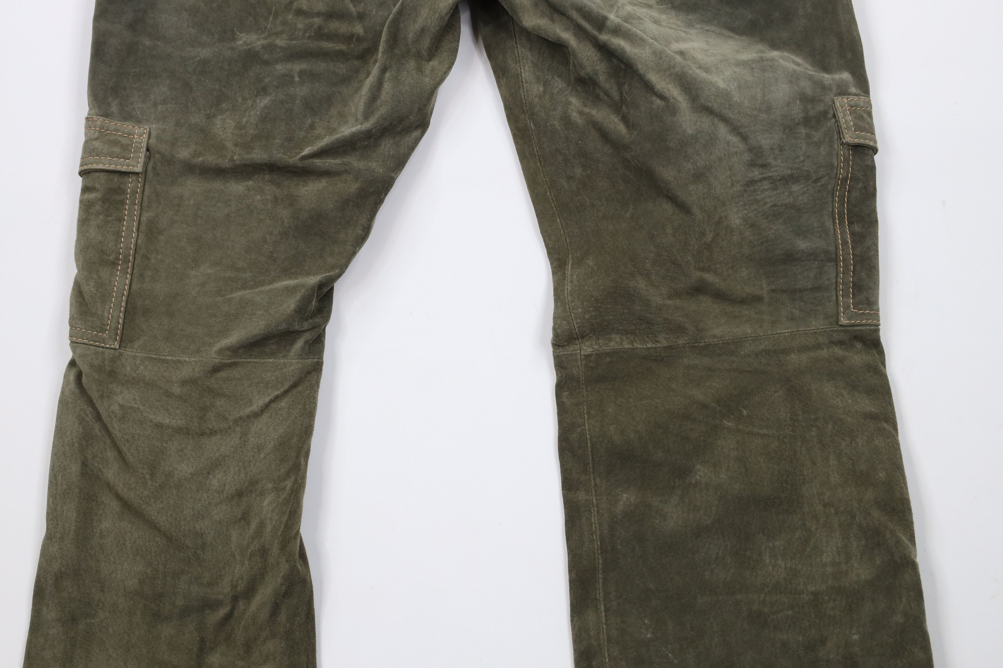 Vintage Vintage 90s Streetwear Leather Flared Wide Leg Cargo Pants Size 36" / US 14 / IT 50 - 12 Thumbnail
