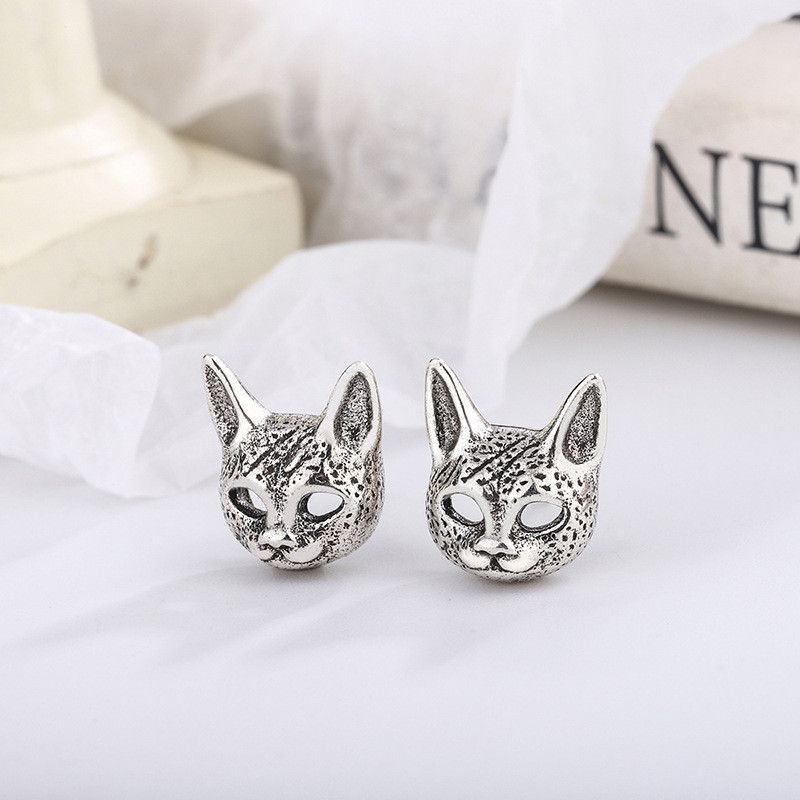 Jewelry Cat Retro Earrings One Pairs Chrome Jewelry Size ONE SIZE - 3 Thumbnail