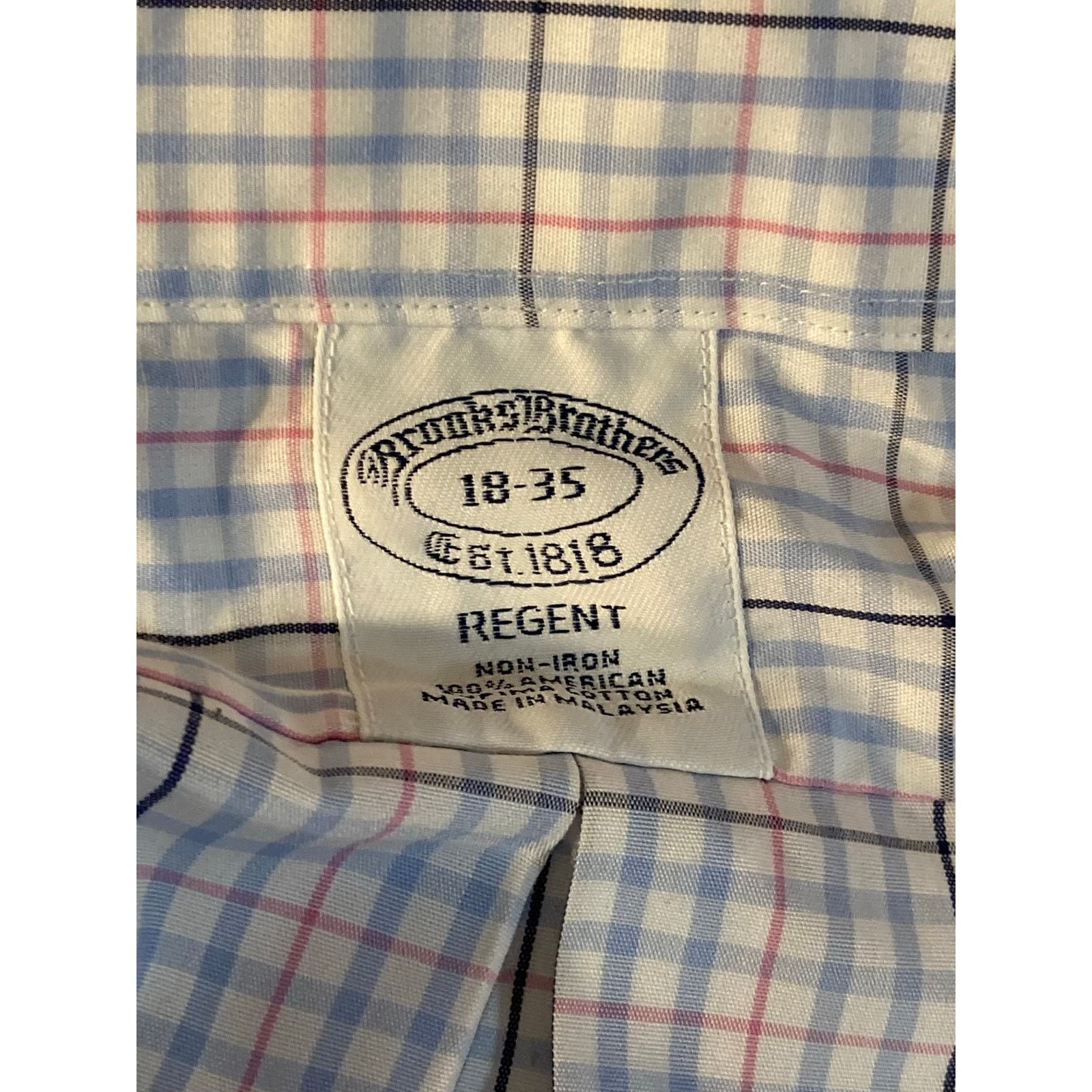 Brooks Brothers Brooks Brothers Regent Fit Men's 18-35 Plaid Non-Iron Shirt Size US L / EU 52-54 / 3 - 8 Thumbnail