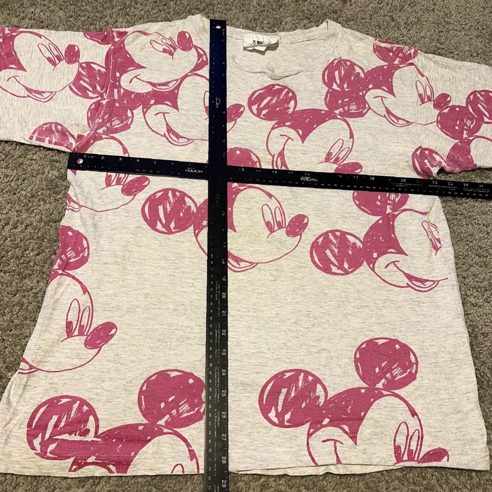 Mickey Unlimited VINTAGE 90s Disney Mickey Mouse All Over Print T-Shirt Grey Pink Jerry Leigh L Mens Womens Unisex Adults Size US L / EU 52-54 / 3 - 4 Thumbnail