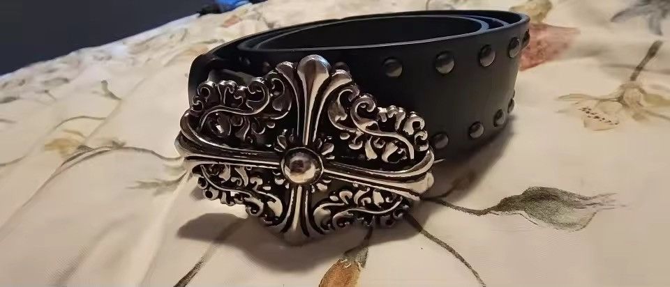 Japanese Brand Black studded cross belt Size 34 - 1 Thumbnail