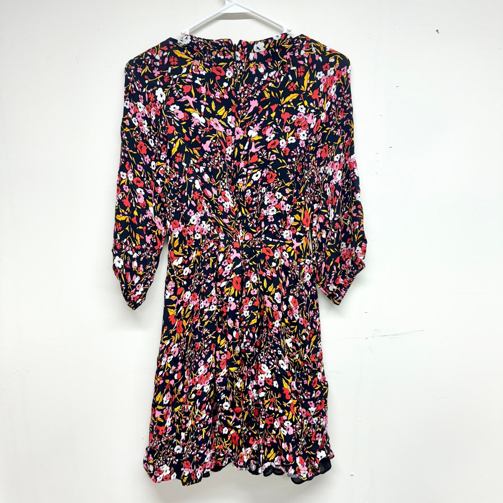 Whistles Whistles NavyMulti Floral Printed 3/4 Sleeve Mini Dress Sz 2 Size XS / US 0-2 / IT 36-38 - 4 Thumbnail