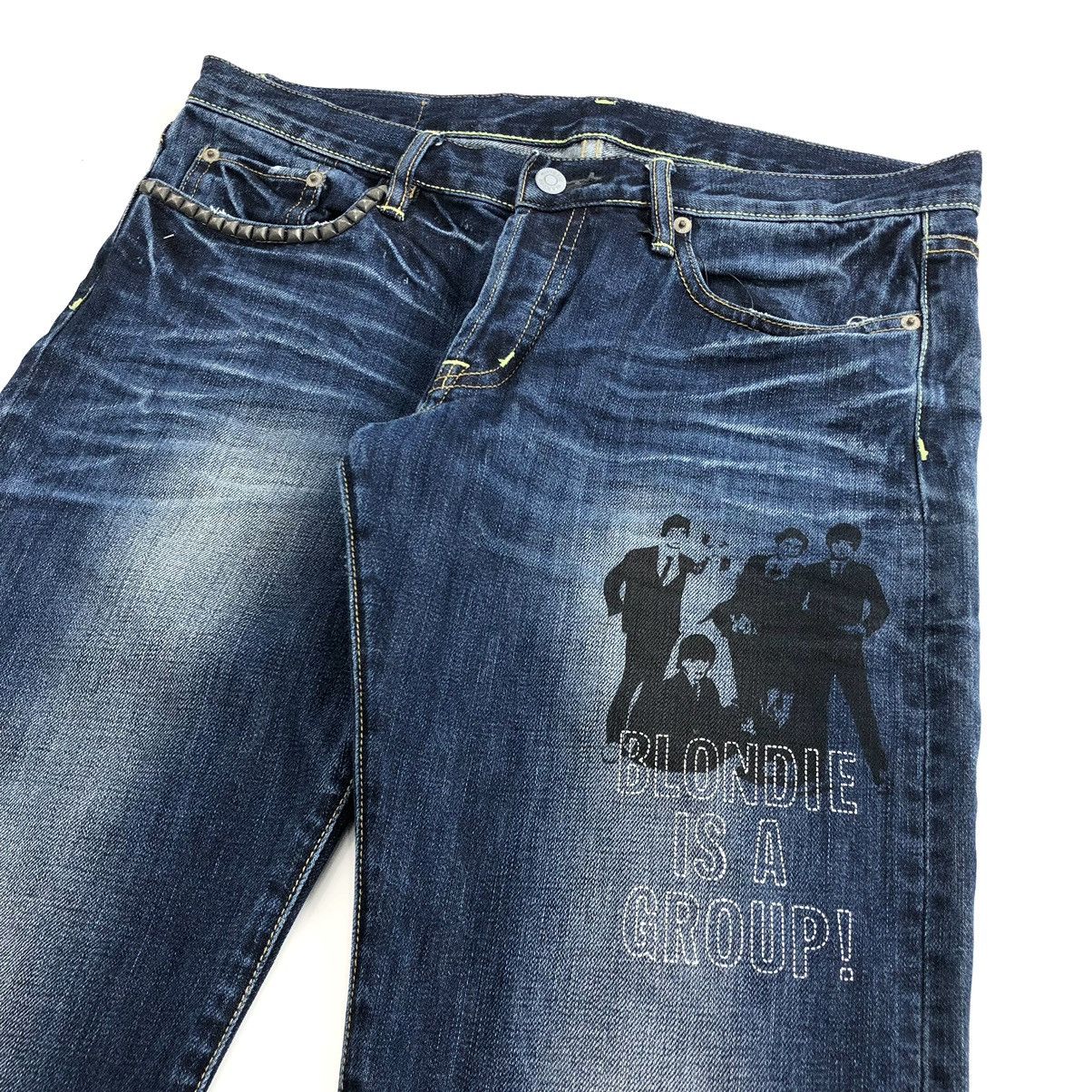 Hysteric Glamour × Japanese Brand × Yohji Yamamoto Vtg Hysteric Glamour “Blondie Is A Group!” Faded Denim Pants Size US 32 / EU 48 - 3 Thumbnail