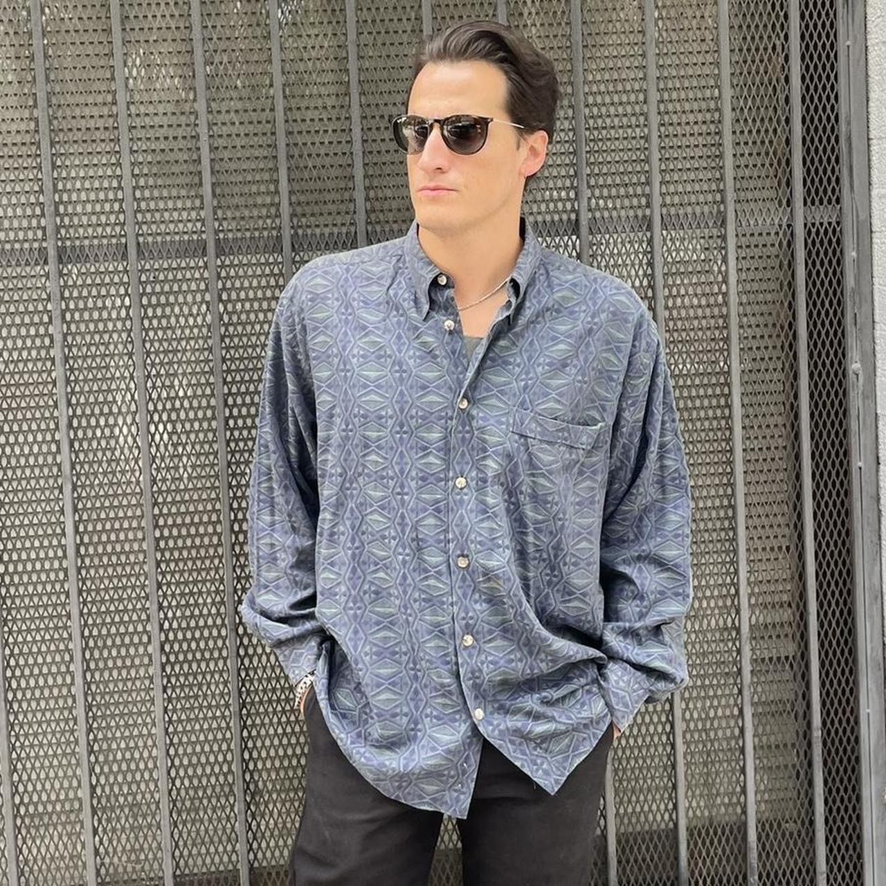 Neiman Marcus × Vintage × Zara Vintage Jhane Barnes Shirt blue Pattern Button Down 90's Size US L / EU 52-54 / 3 - 1 Thumbnail
