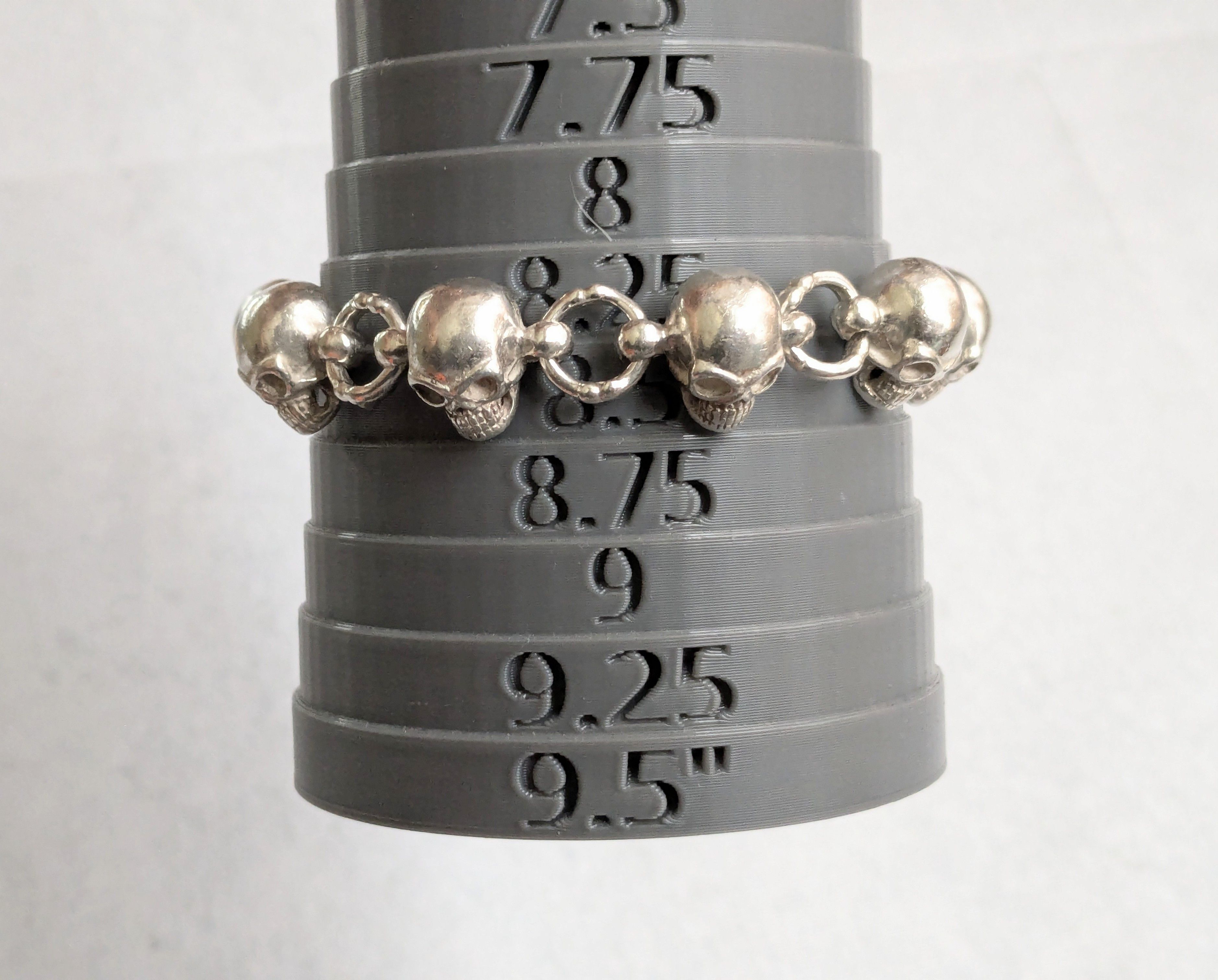 Jewelry Sterling Silver Skull Bracelet 8.5" Skelton Biker Punk Size ONE SIZE - 16 Thumbnail