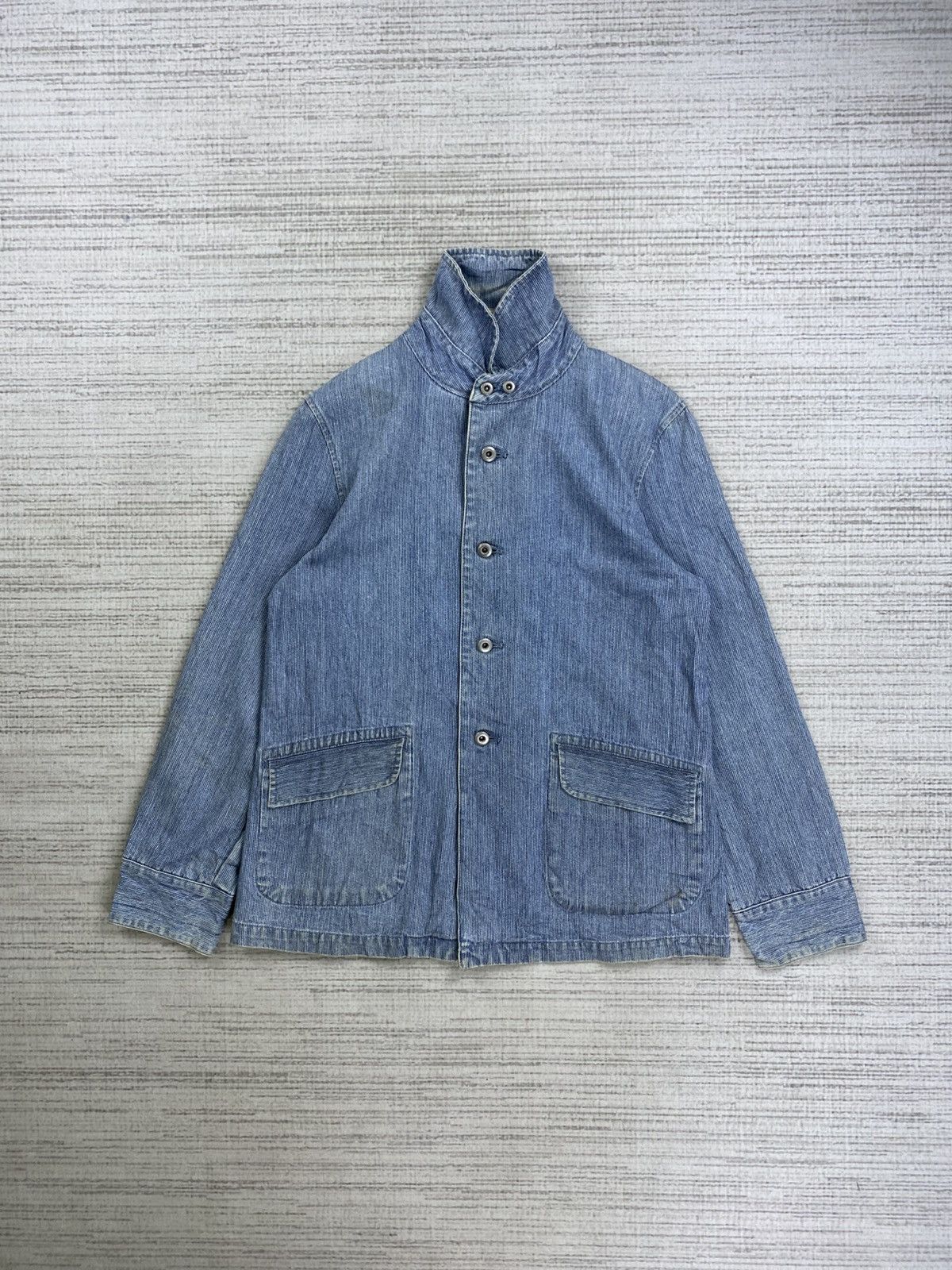Global Work × Vintage Vintage Global Work Buttoned Workers Denim Blue Jacket Size US S / EU 44-46 / 1 - 5 Thumbnail