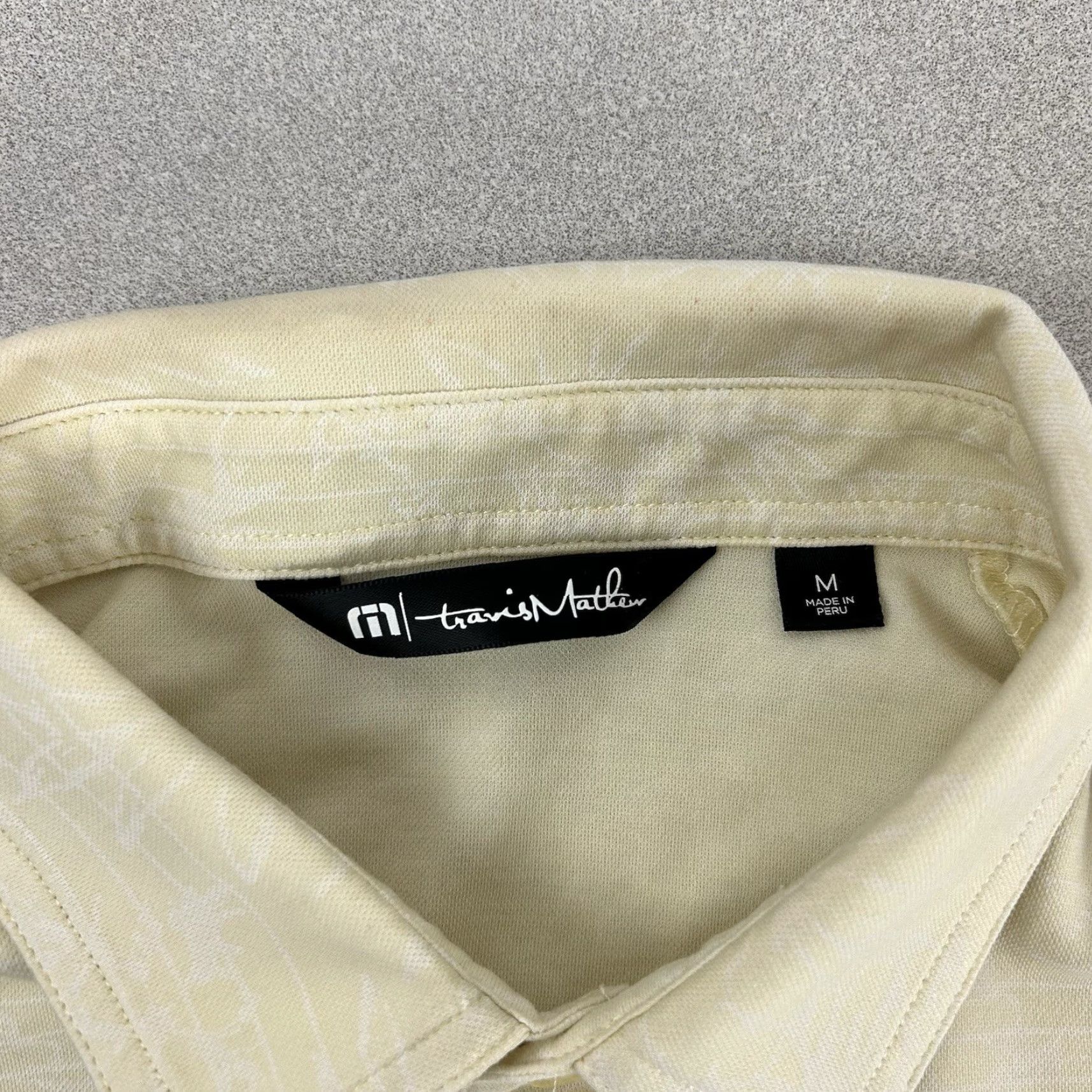 TravisMathew Travis Mathew Polo Shirt Mens M Meringue Yellow Porpoise Pima Blend Golf Flaw Fair Stains Front Back Bottom Size US M / EU 48-50 / 2 - 3 Thumbnail