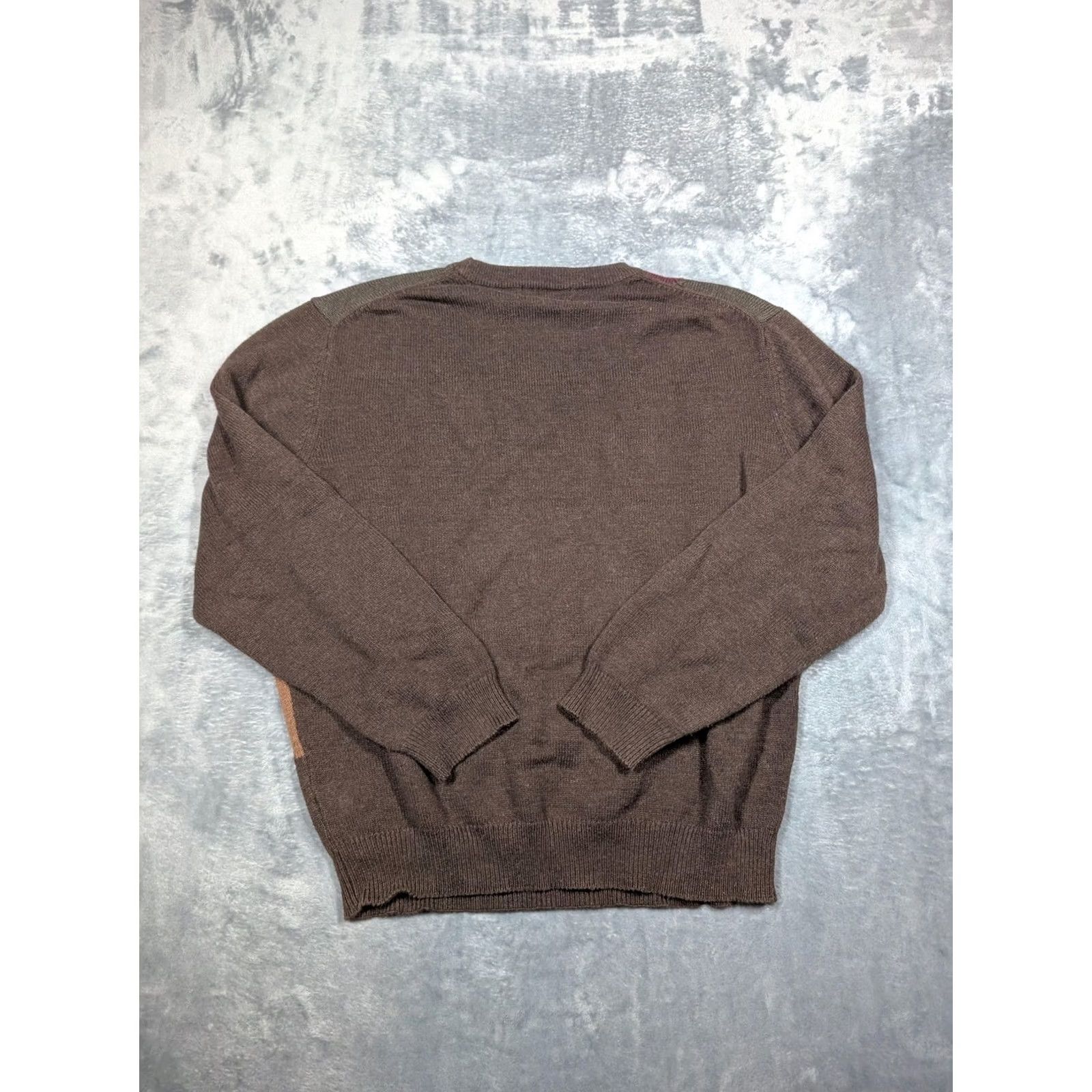 Roundtree & Yorke Roundtree & Yorke Sweater Mens XL Brown Patchwork Knit Cotton Crewneck Pullover Size US XL / EU 56 / 4 - 6 Thumbnail