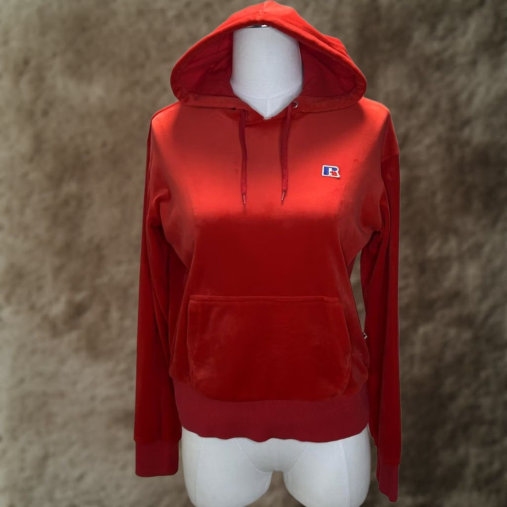 Russell Athletic VINTAGE? No. Russell Athletic Hoodie Womens XS Velour Pullover Kangaroo Pocket Extra Small Size XS / US 0-2 / IT 36-38 - 1 Thumbnail