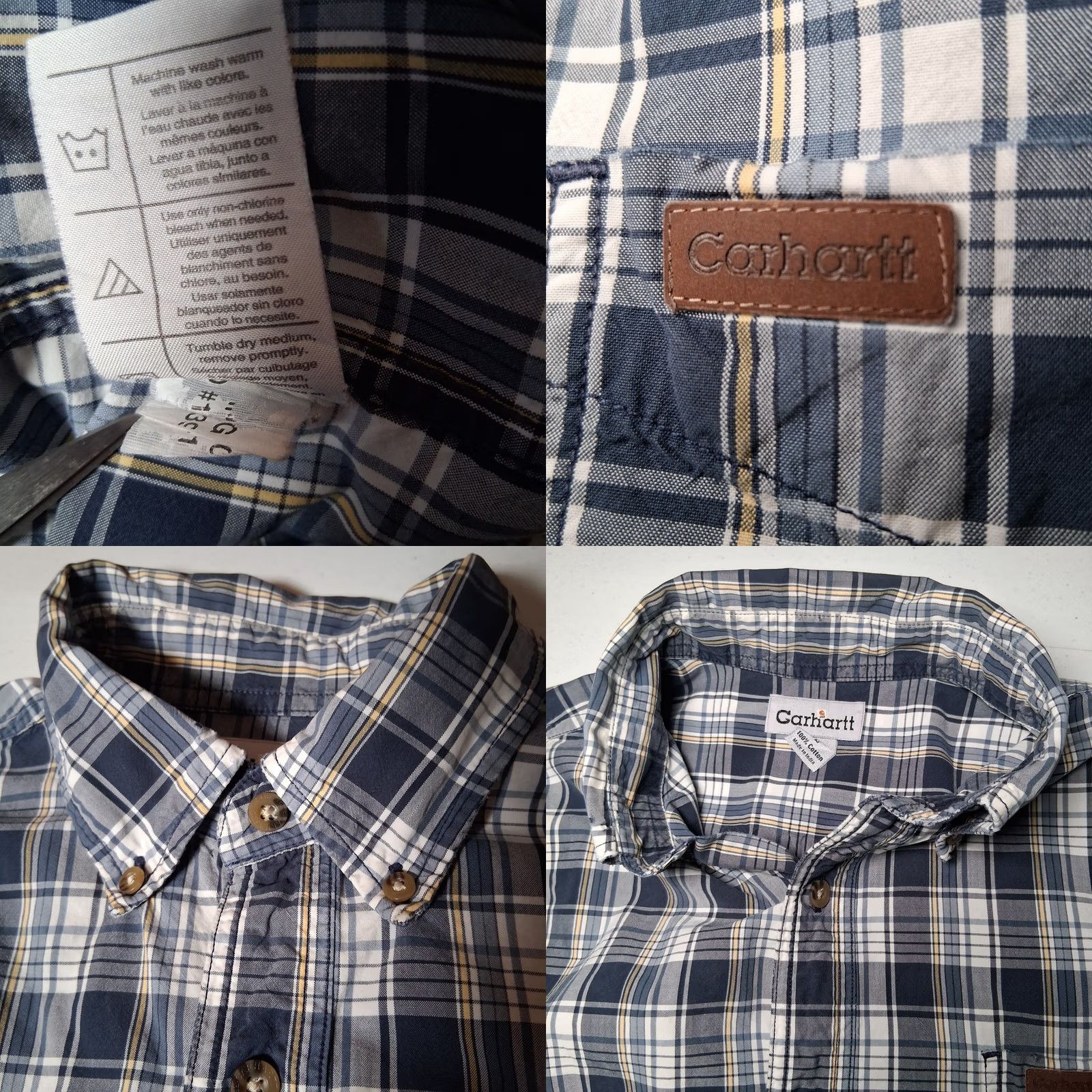 Carhartt Carhartt Button Down Shirt Men L Blue White Plaid Cotton Business Casual Work Size US L / EU 52-54 / 3 - 8 Thumbnail