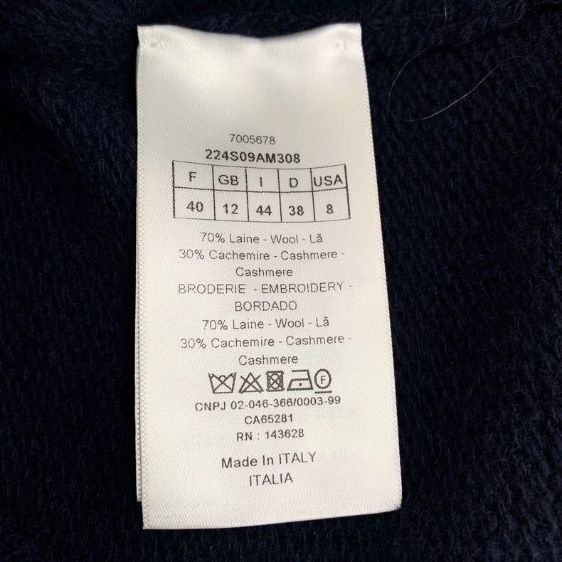 Dior Dior Dark blue logo letter inlaid wool round-neck short-sl Size S / US 4 / IT 40 - 7 Thumbnail