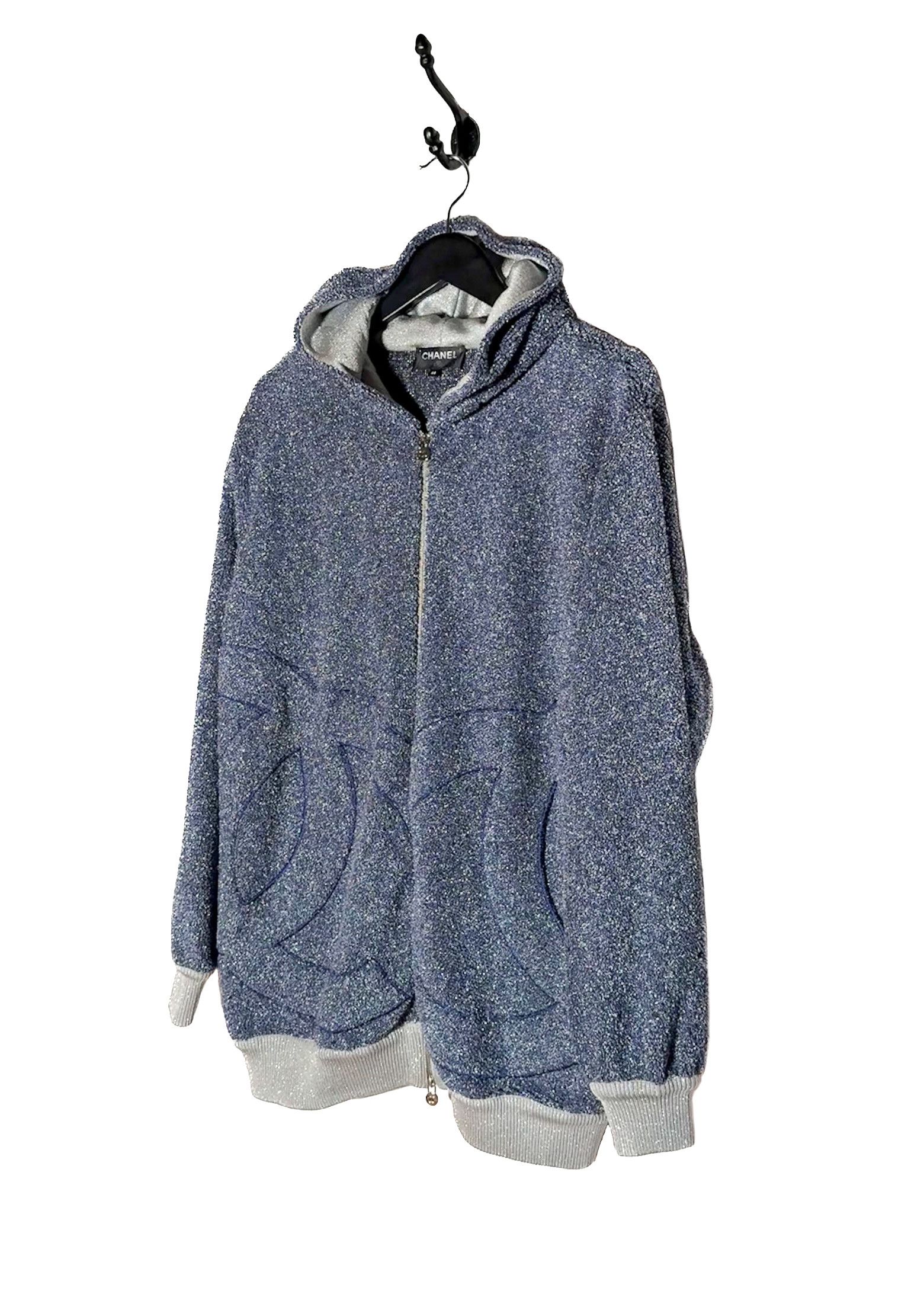 Chanel Chanel 2017 Blue Metallic CC Zip-Up Hoodie Size XL / US 12-14 / IT 48-50 - 2 Thumbnail