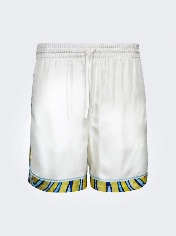 Casablanca o1mle0326 Drawstring Silk Shorts Aquatique Whitge in White Size US 32 / EU 48 - 1 Thumbnail