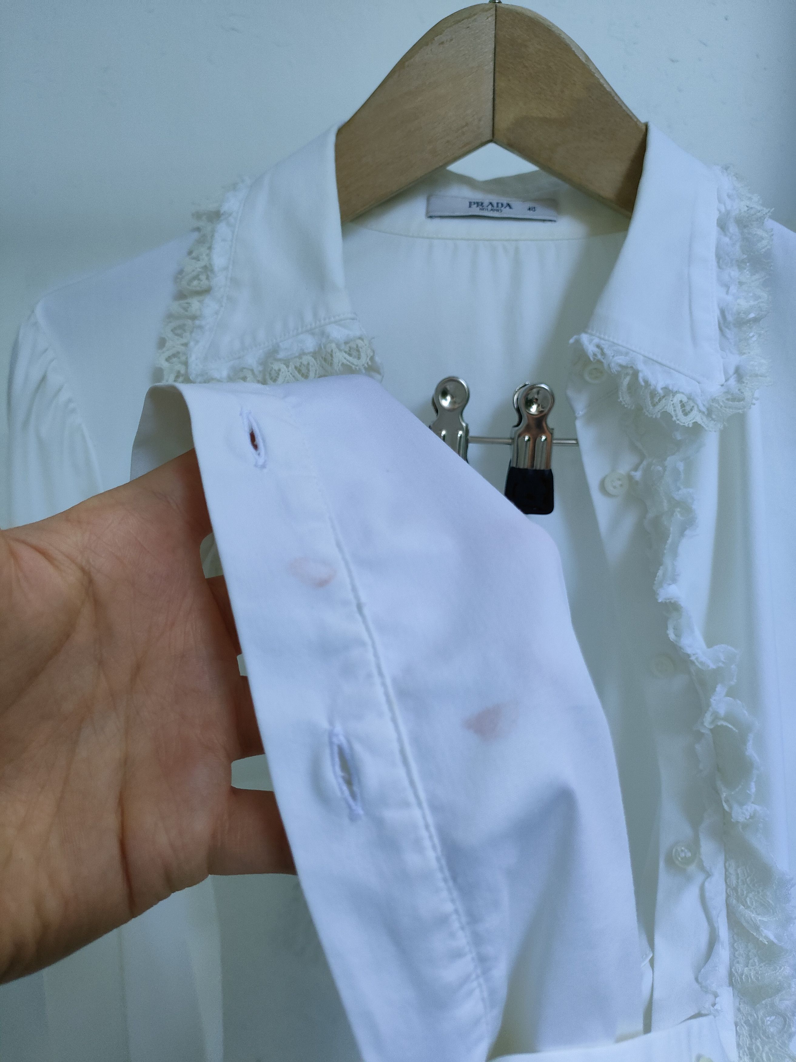 Prada 2010 Prada Lace Ruffle Embellished White Shirt Size S / US 4 / IT 40 - 11 Thumbnail