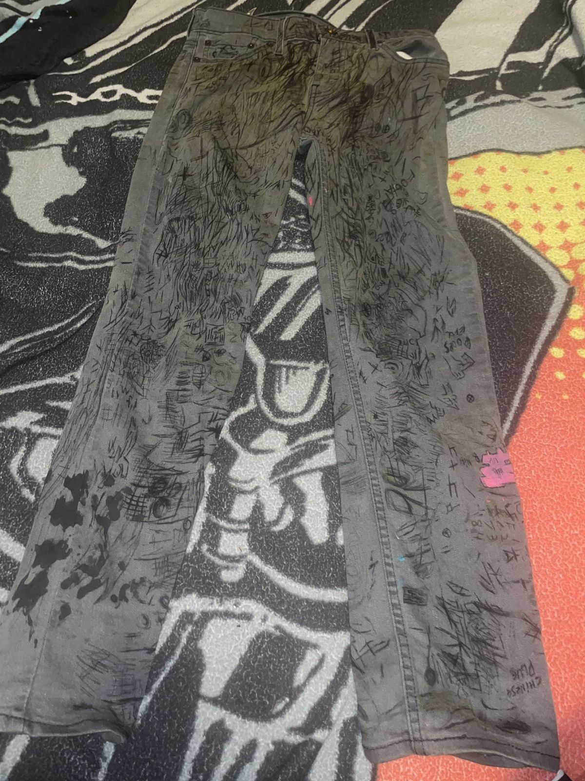 Levi's Distressed Levi custom doodle work denim Size US 30 / EU 46 - 1 Thumbnail