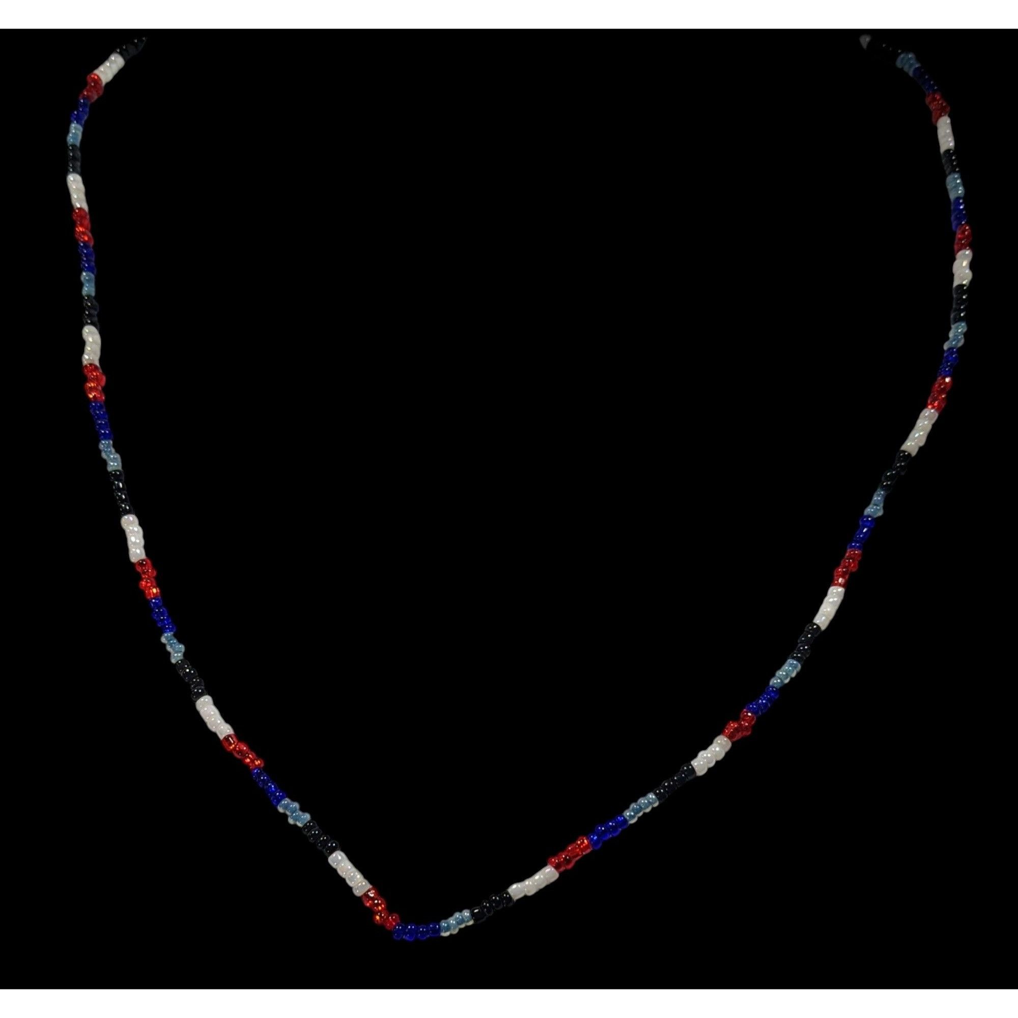 Other Casual Red White Blue And Black Glass Beaded Necklace Size ONE SIZE - 2 Thumbnail