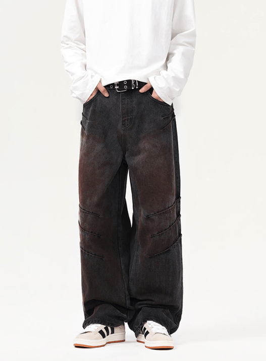 Japanese Brand × Jean baggy jeans wrinkle scratch dirty wash men's jeans Size US 32 / EU 48 - 1 Thumbnail