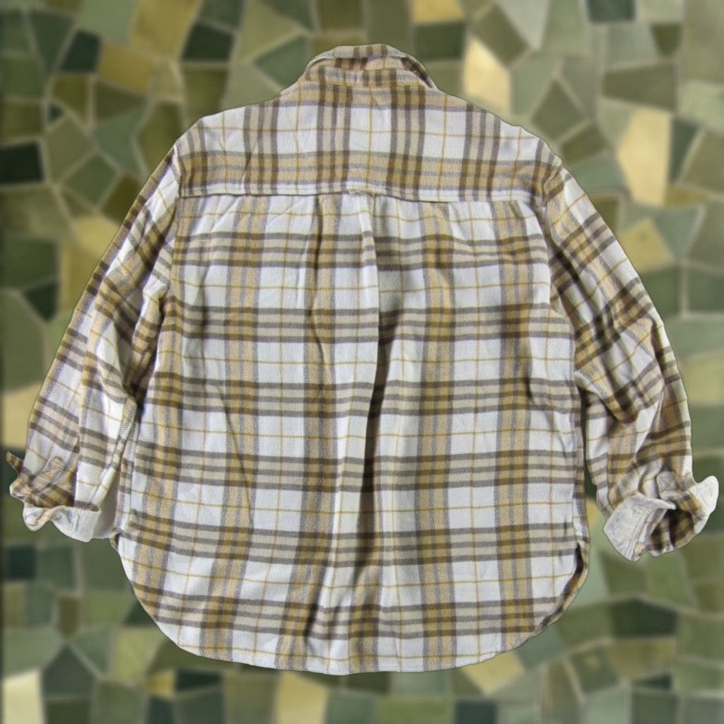 American Eagle Outfitters American Eagle Outfitters Plaid Button Up Flannel Shirt Women L Yellow Brown Ivory 90s Pattern Vintage Size L / US 10 / IT 46 - 1 Thumbnail
