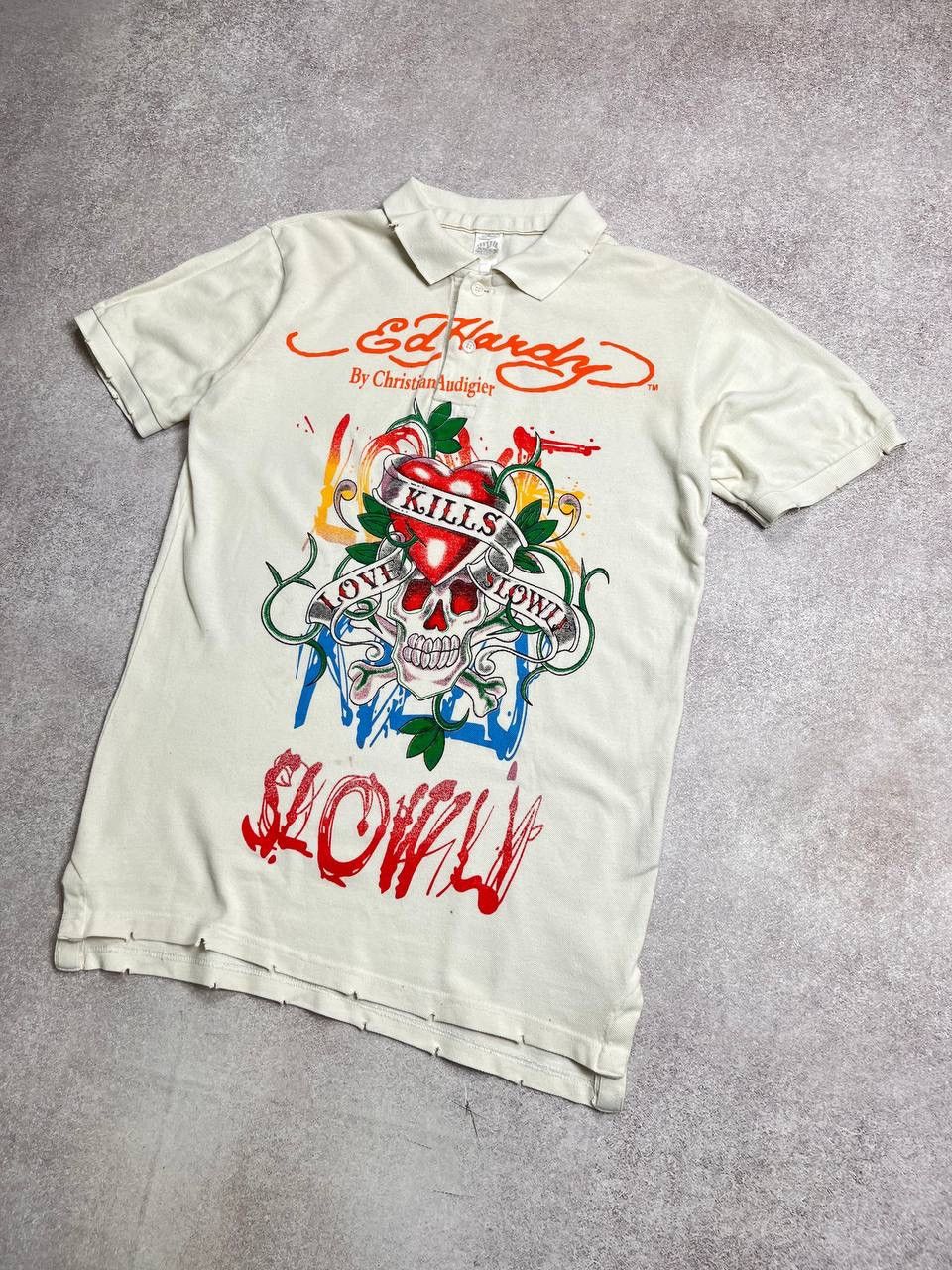 Ed Hardy Vintage Ed Hardy Christian Audigier Tattoo Skull Polo M Size US M / EU 48-50 / 2 - 2 Thumbnail