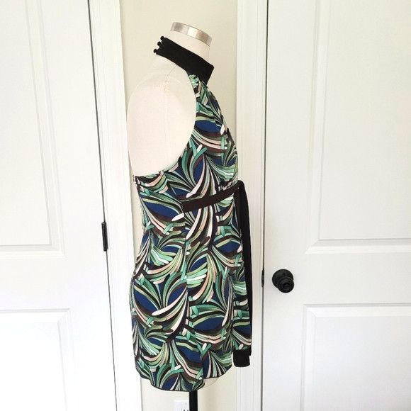 Macys Juniors' BCX Green Keyhole Abstract Print Tunic Top Y2K Size M / US 6-8 / IT 42-44 - 4 Thumbnail