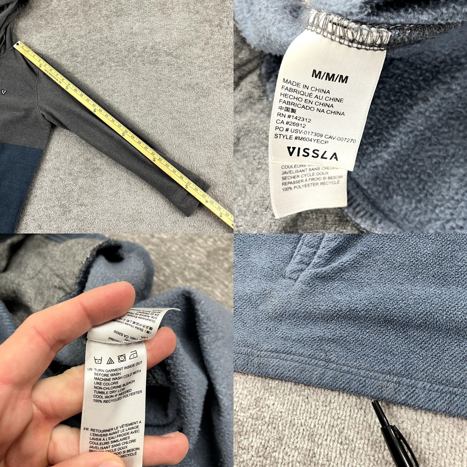 Vissla VISSLA Jacket Mens M Gray Blue Eco-ZY Henley Hooded Kangaroo Popover Beach Size US M / EU 48-50 / 2 - 8 Thumbnail