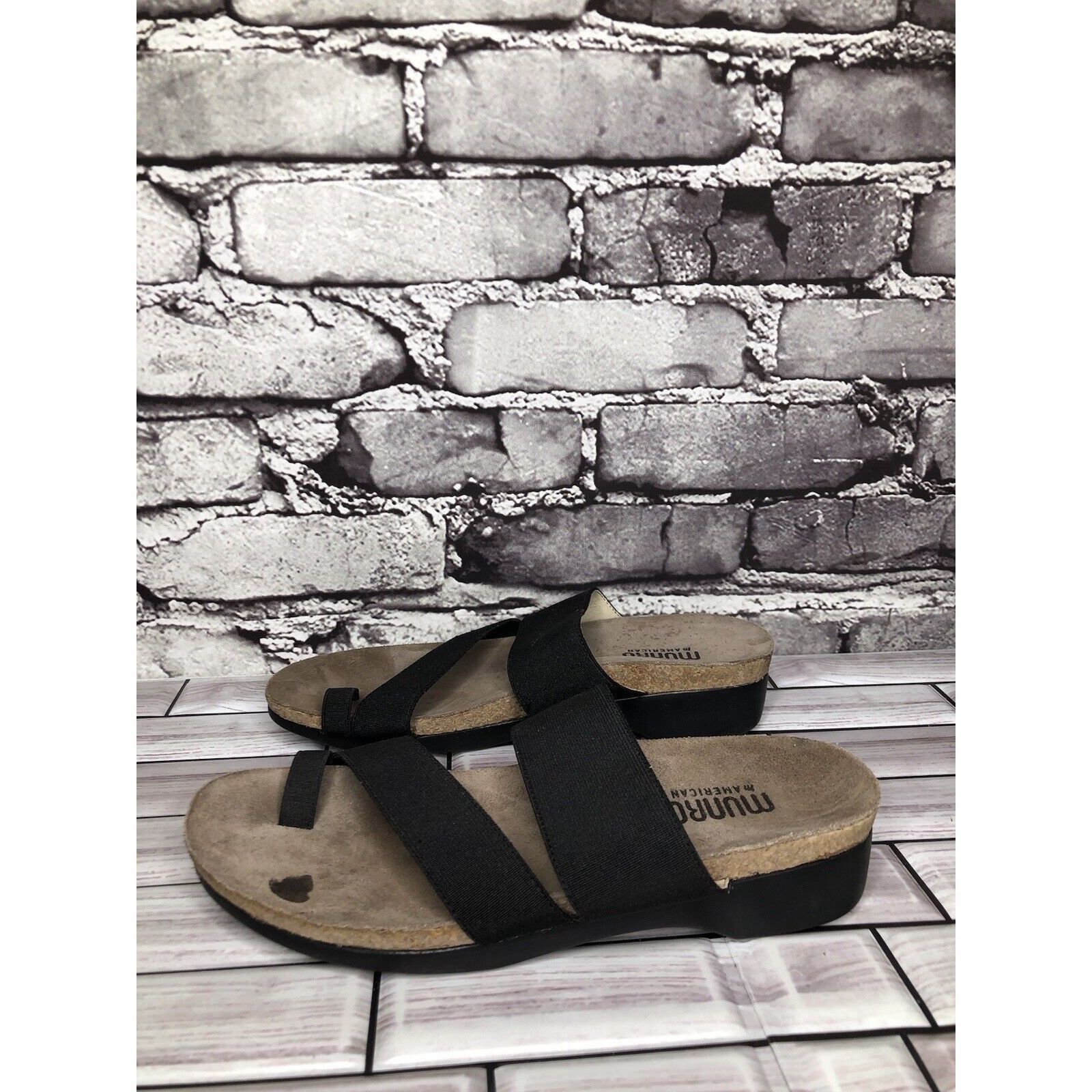 Other Munro American Black Textile Toe Slides Cork Wedge Sandals W Size US 6 / IT 36 - 15 Thumbnail